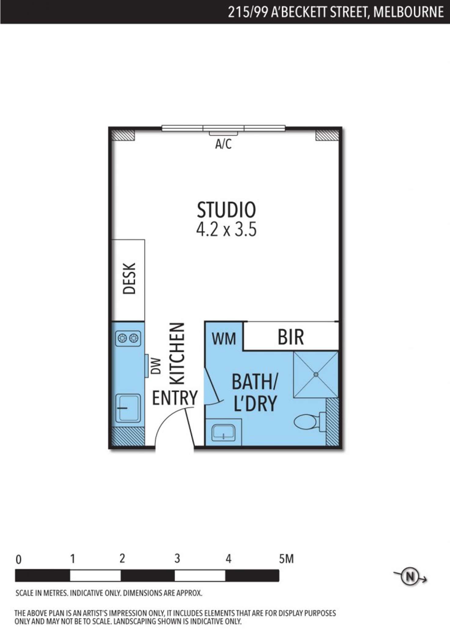 Floorplan of Homely studio listing, 215/99 A'Beckett Street, Melbourne VIC 3000