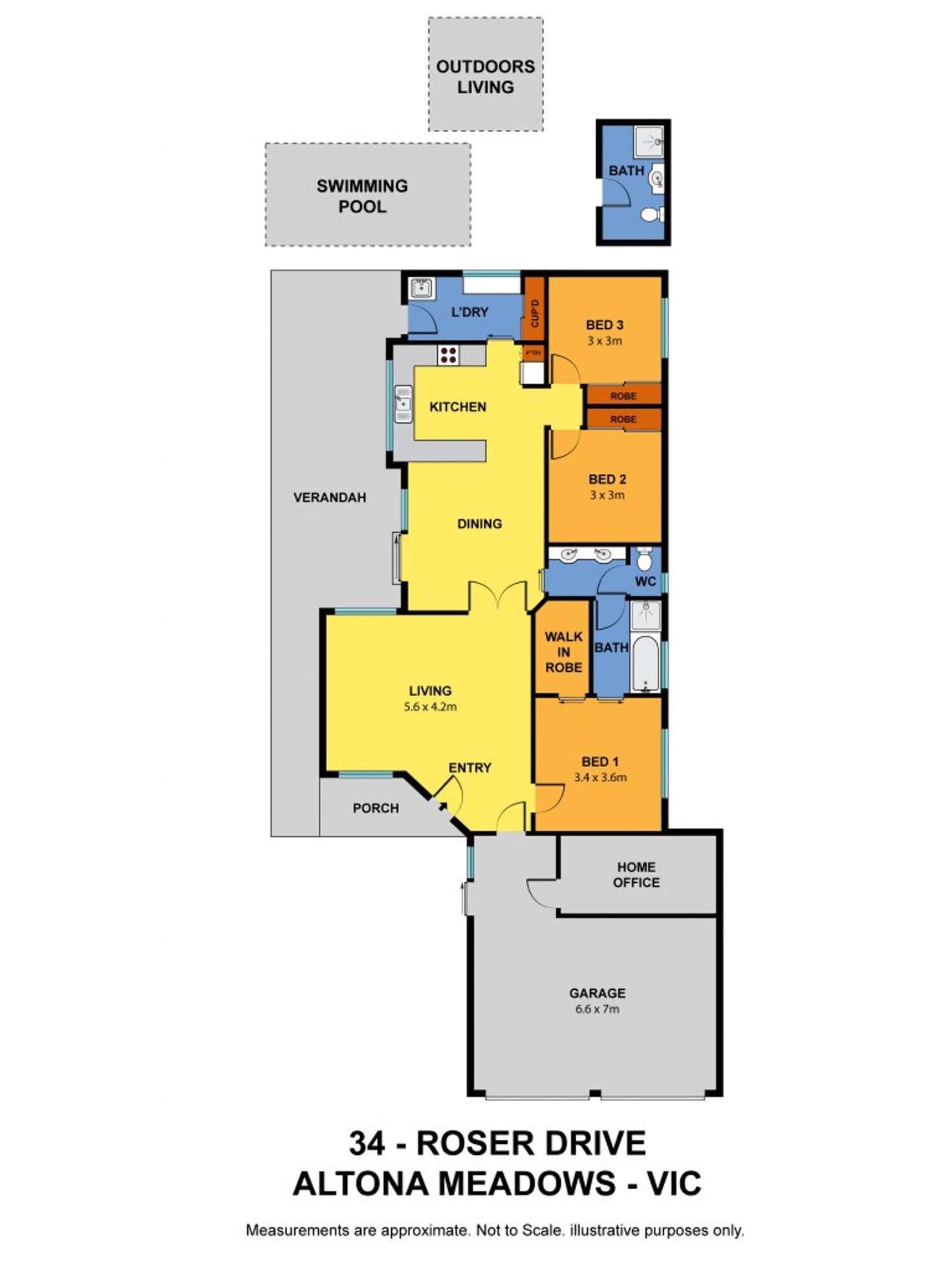 Floorplan of Homely house listing, 34 Roser Drive, Altona Meadows VIC 3028
