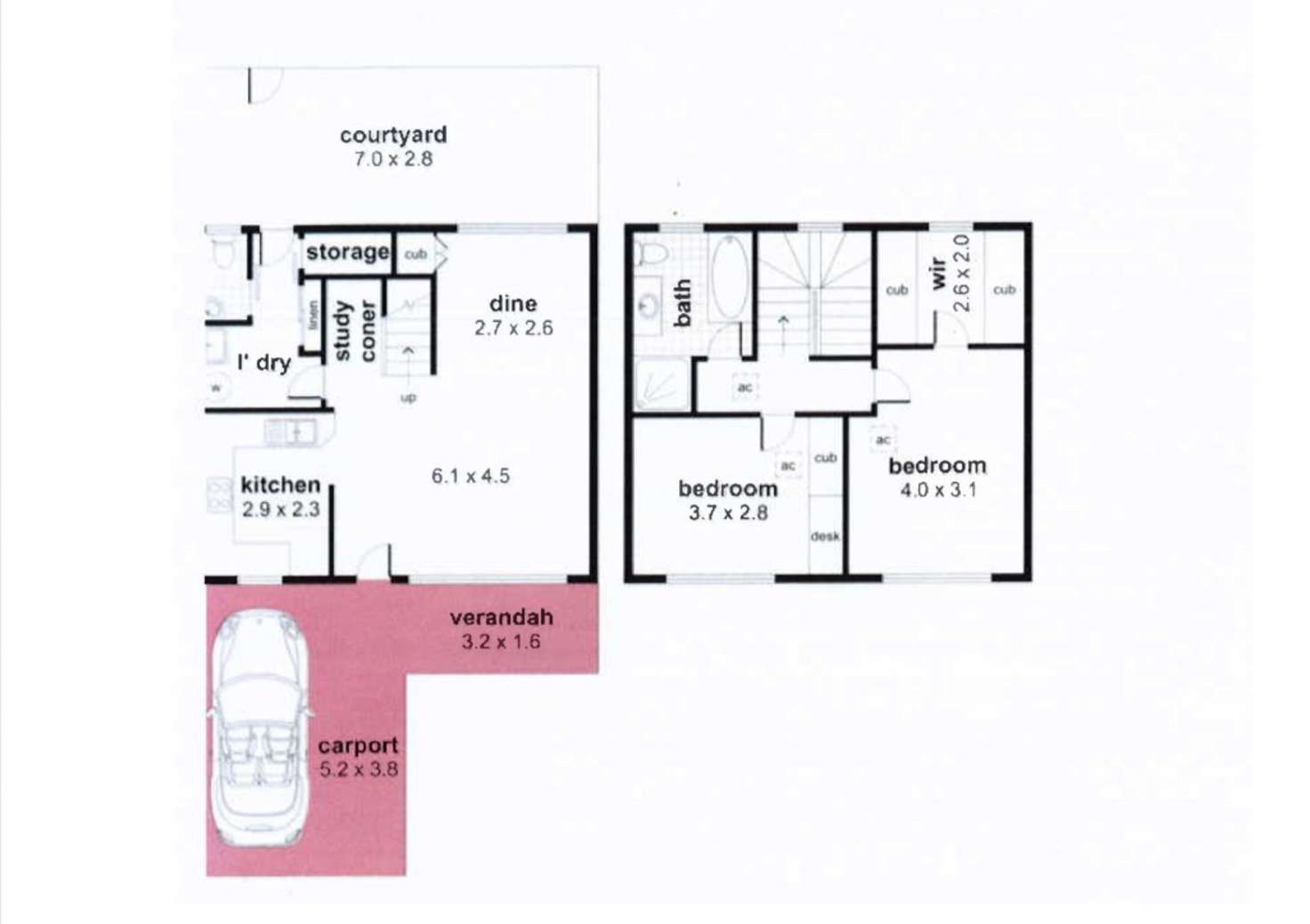 Floorplan of Homely townhouse listing, 1/51 D'Erlanger Avenue, Collinswood SA 5081