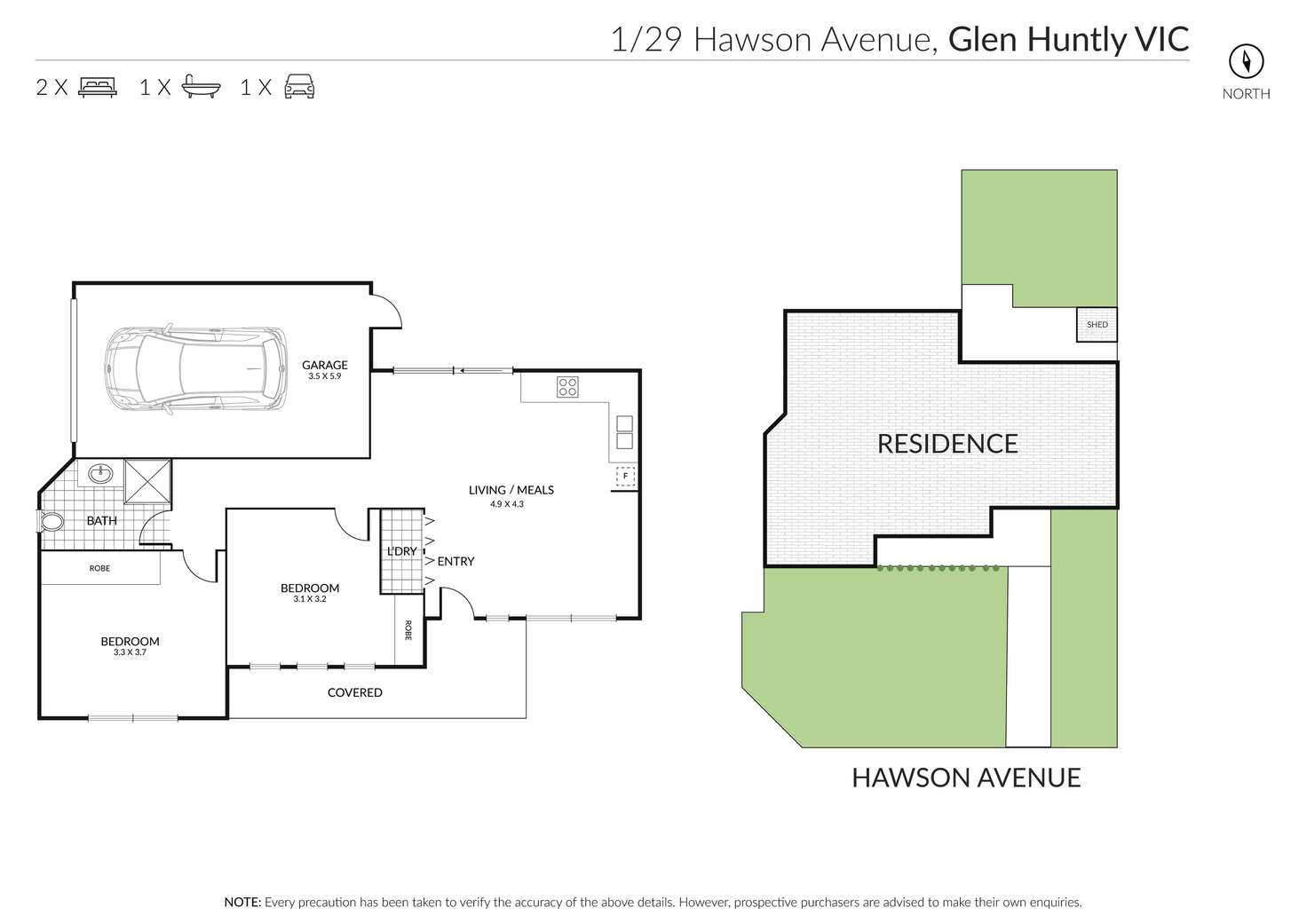 Floorplan of Homely townhouse listing, 1/29 Hawson Ave, Glen Huntly VIC 3163
