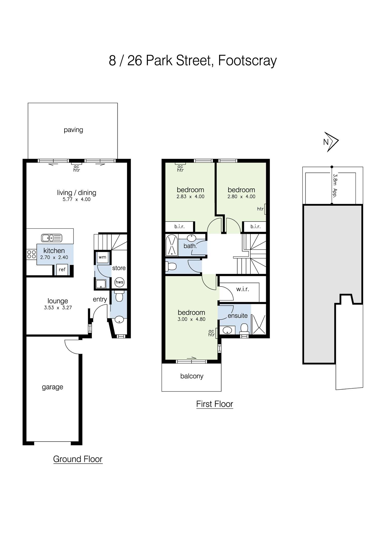 Floorplan of Homely townhouse listing, 8/26 Park Street, Footscray VIC 3011