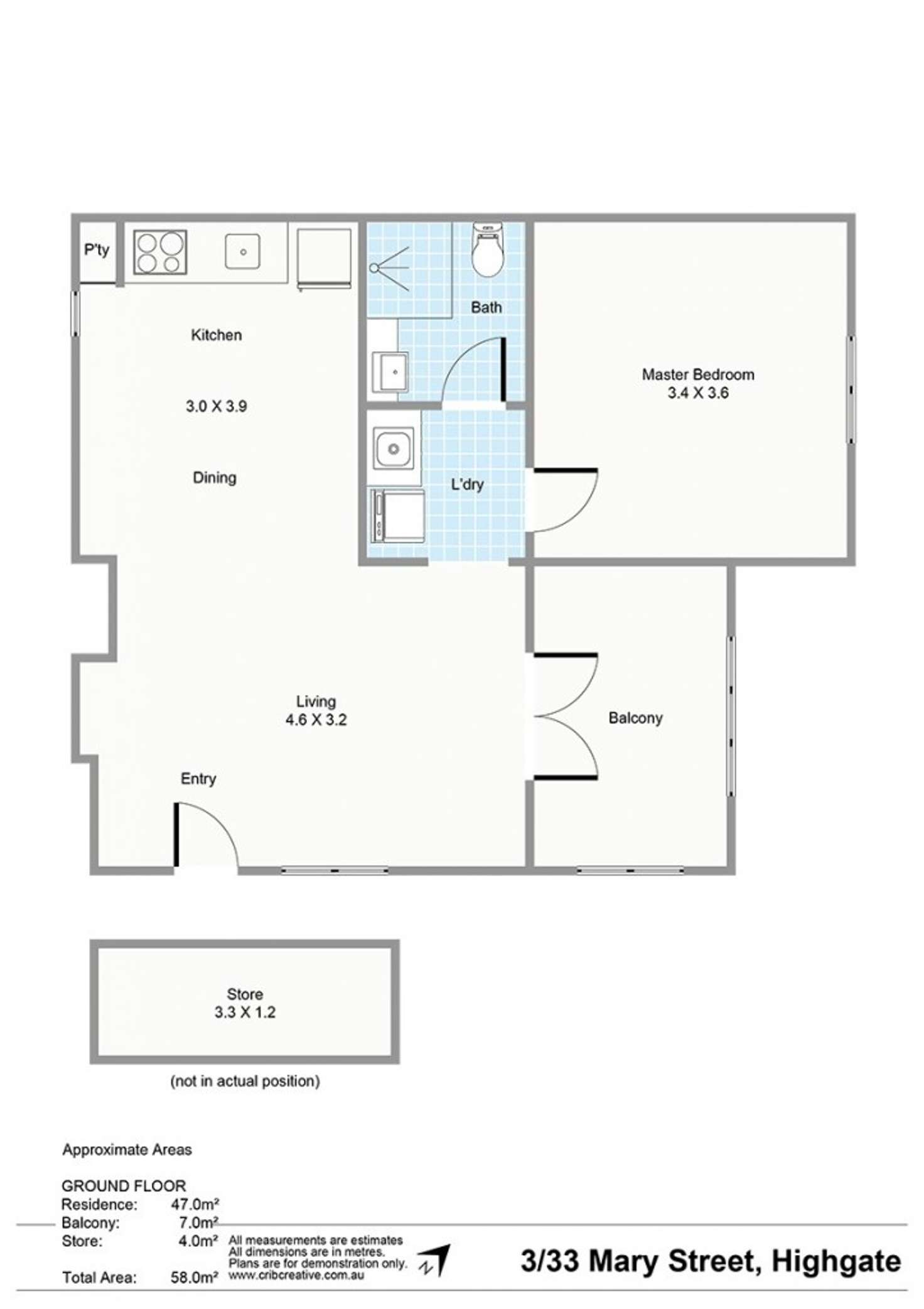 Floorplan of Homely apartment listing, 3/33 Mary Street, Highgate WA 6003
