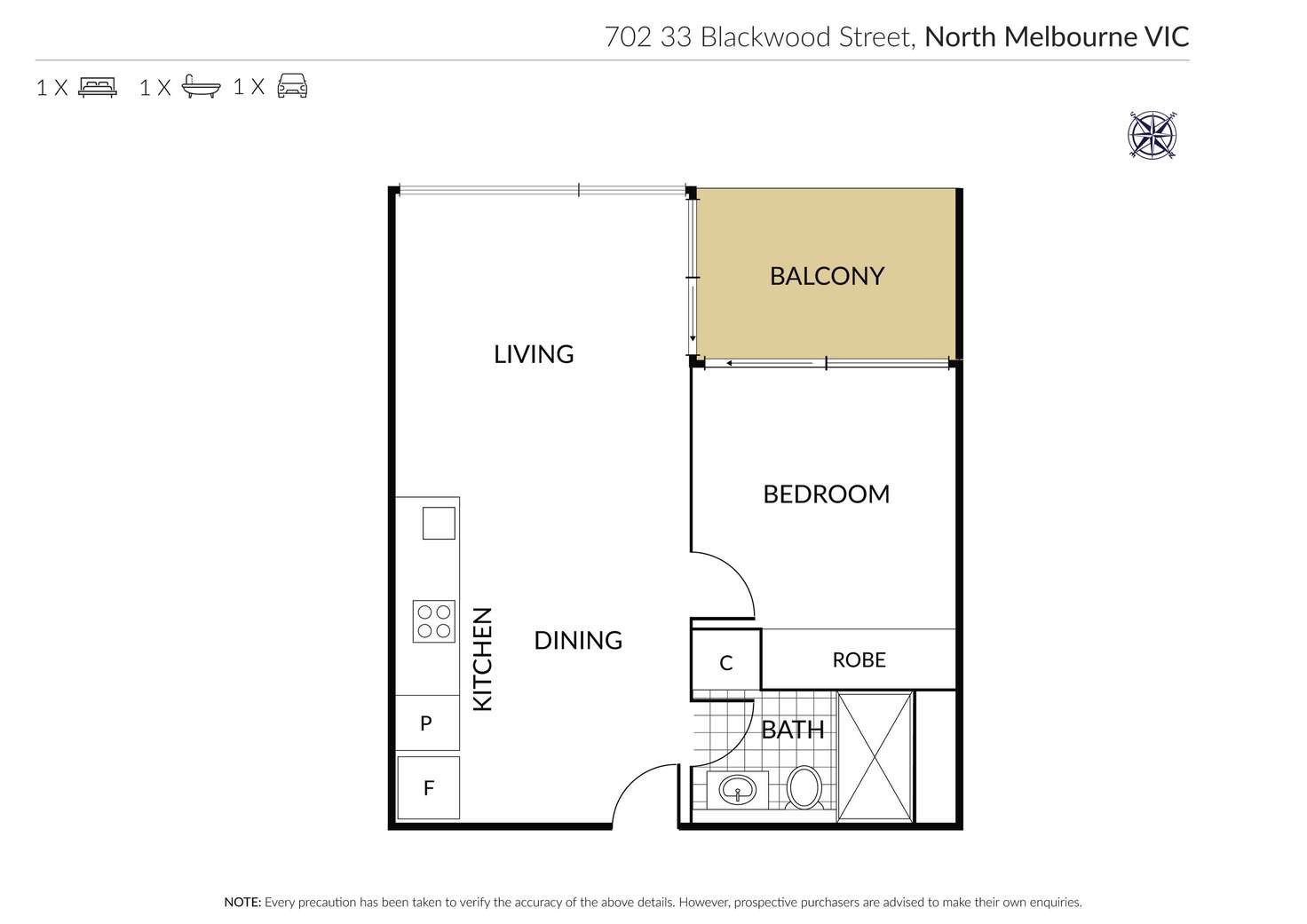 Floorplan of Homely apartment listing, 702/33 Blackwood st, North Melbourne VIC 3051