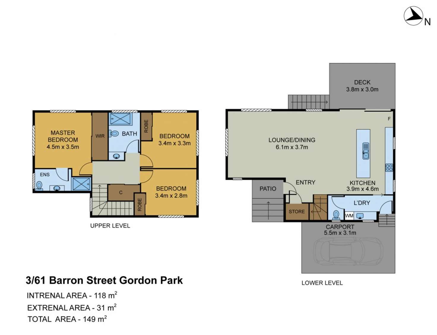 Floorplan of Homely townhouse listing, 2/61 Barron Street, Gordon Park QLD 4031