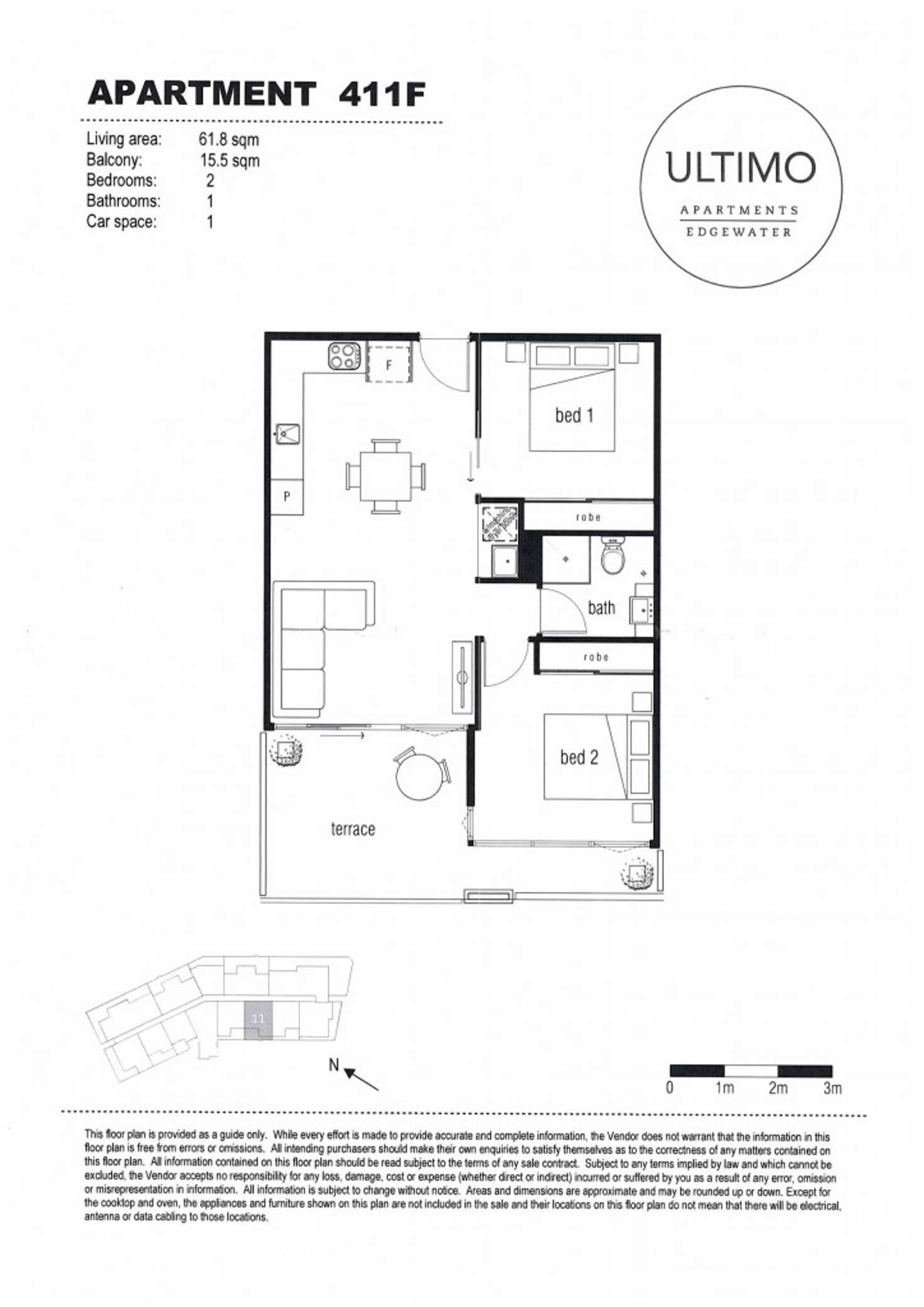 Floorplan of Homely apartment listing, 411/54 La Scala Avenue, Maribyrnong VIC 3032