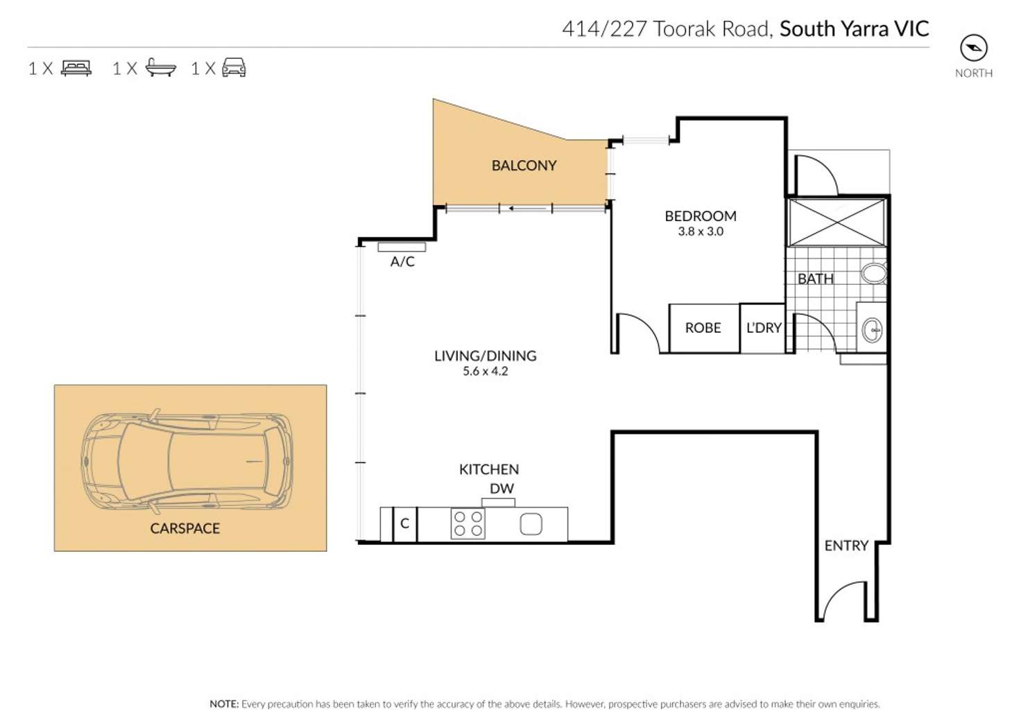 Floorplan of Homely apartment listing, 414N/227 Toorak Road, South Yarra VIC 3141