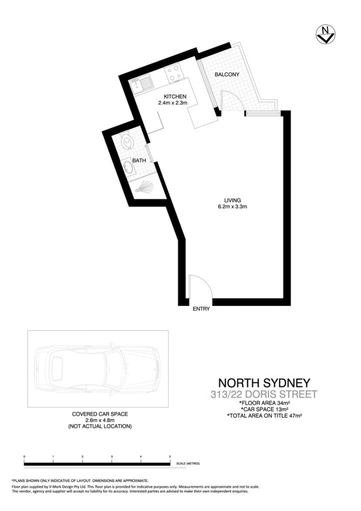 Floorplan of Homely studio listing, 313/22 Doris St, North Sydney NSW 2060