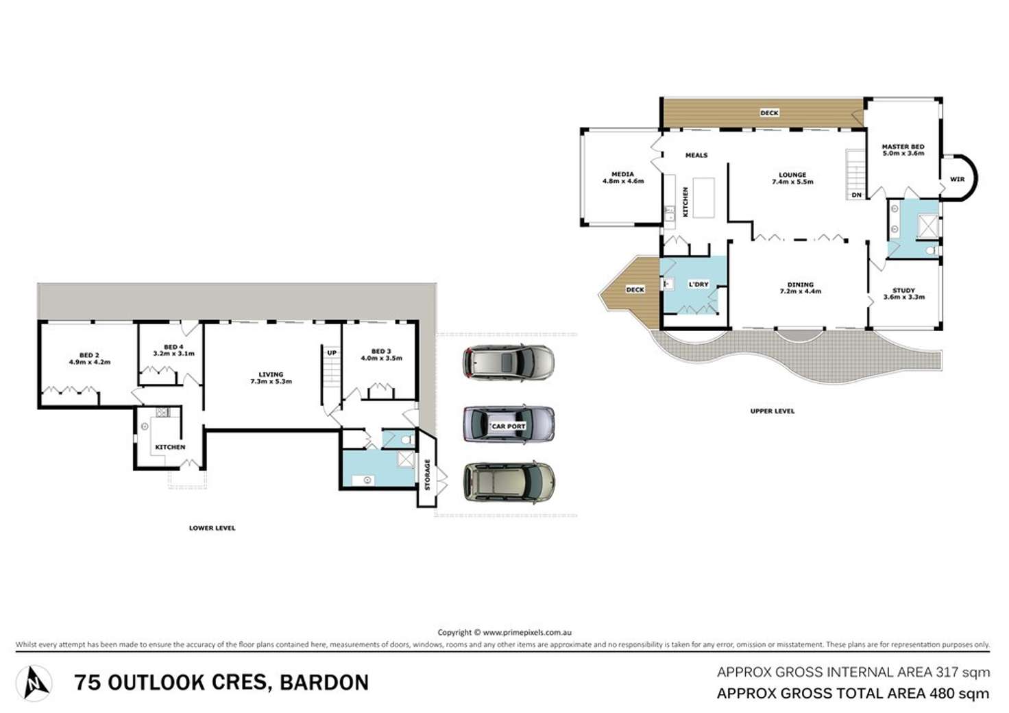 Floorplan of Homely house listing, 75 Outlook Crescent, Bardon QLD 4065