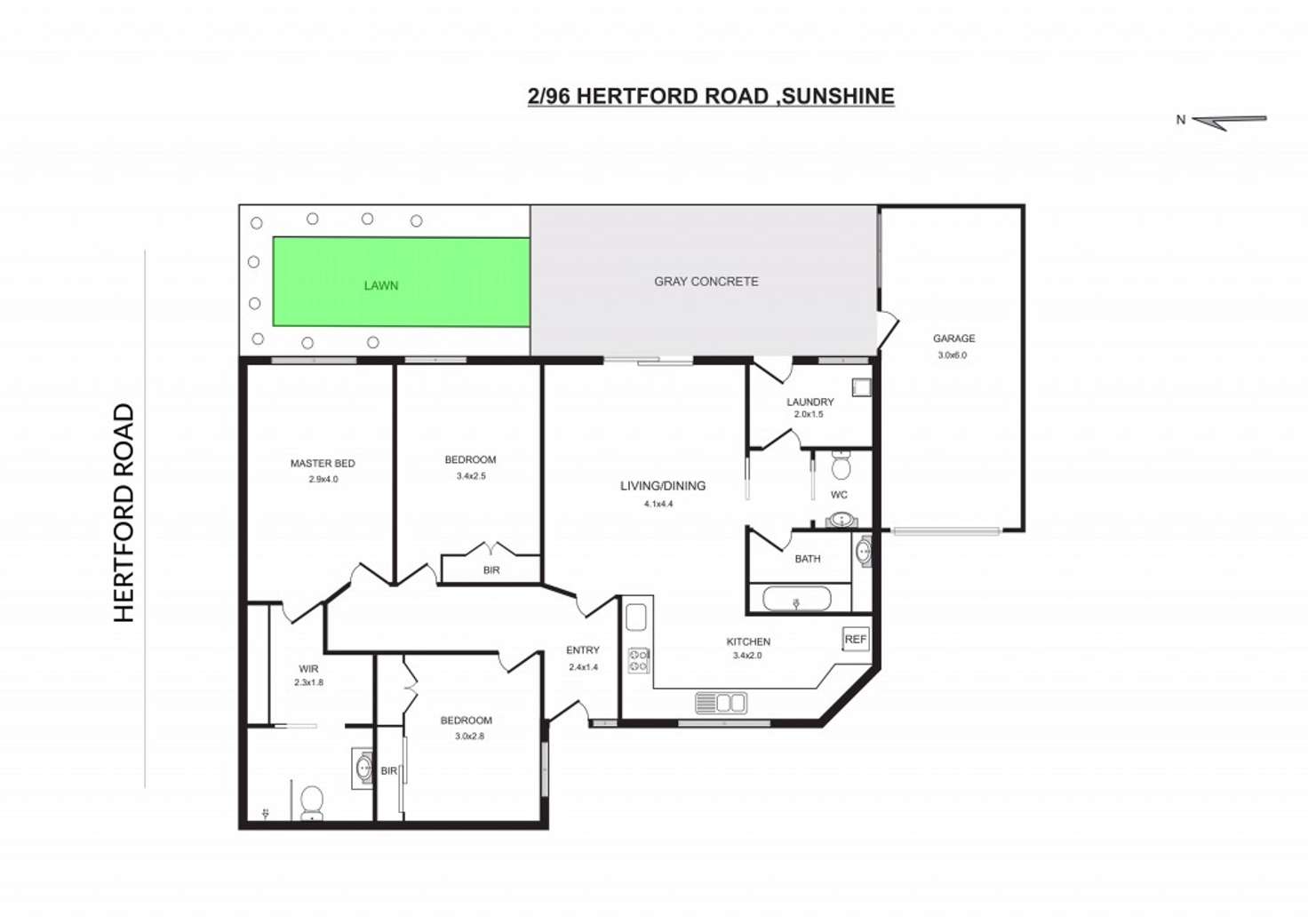 Floorplan of Homely unit listing, 2/96 Hertford Road, Sunshine VIC 3020