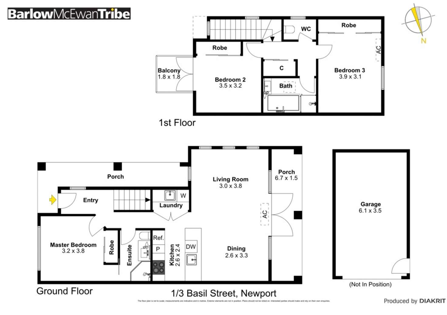 Floorplan of Homely townhouse listing, 1/3 Basil Street, Newport VIC 3015