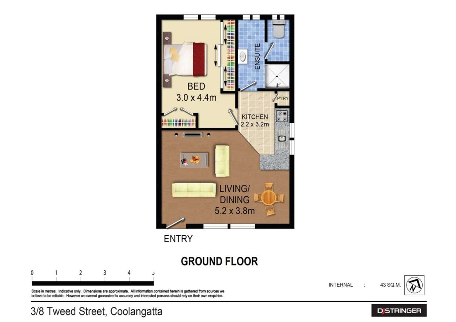 Floorplan of Homely unit listing, 3/8 Tweed Street, Coolangatta QLD 4225