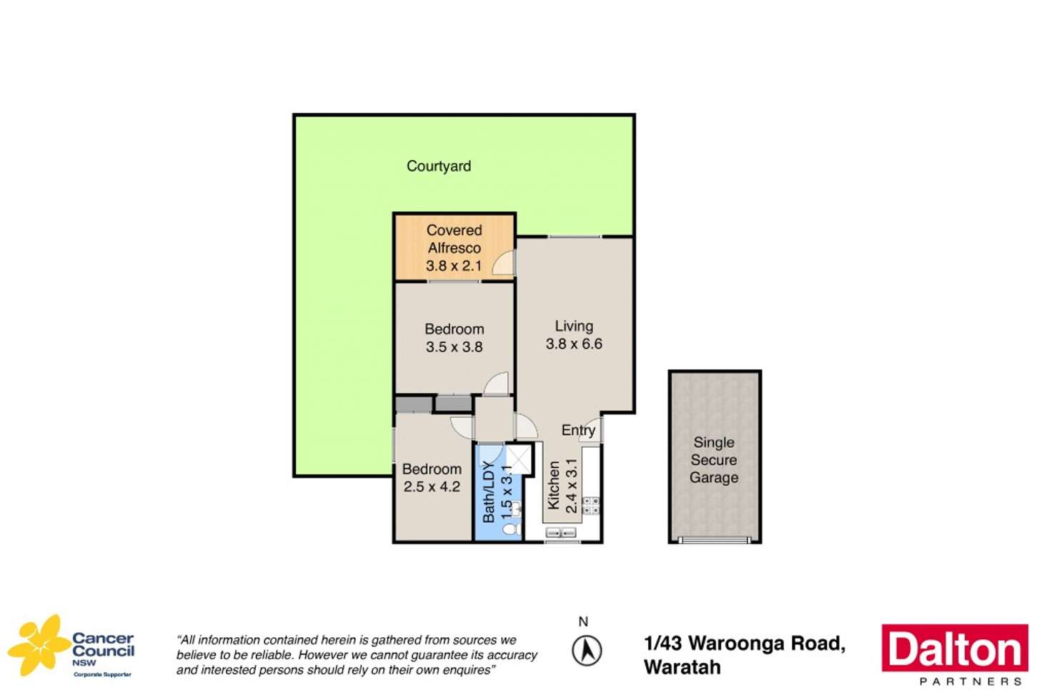 Floorplan of Homely unit listing, 1/43 Waroonga Road, Waratah NSW 2298