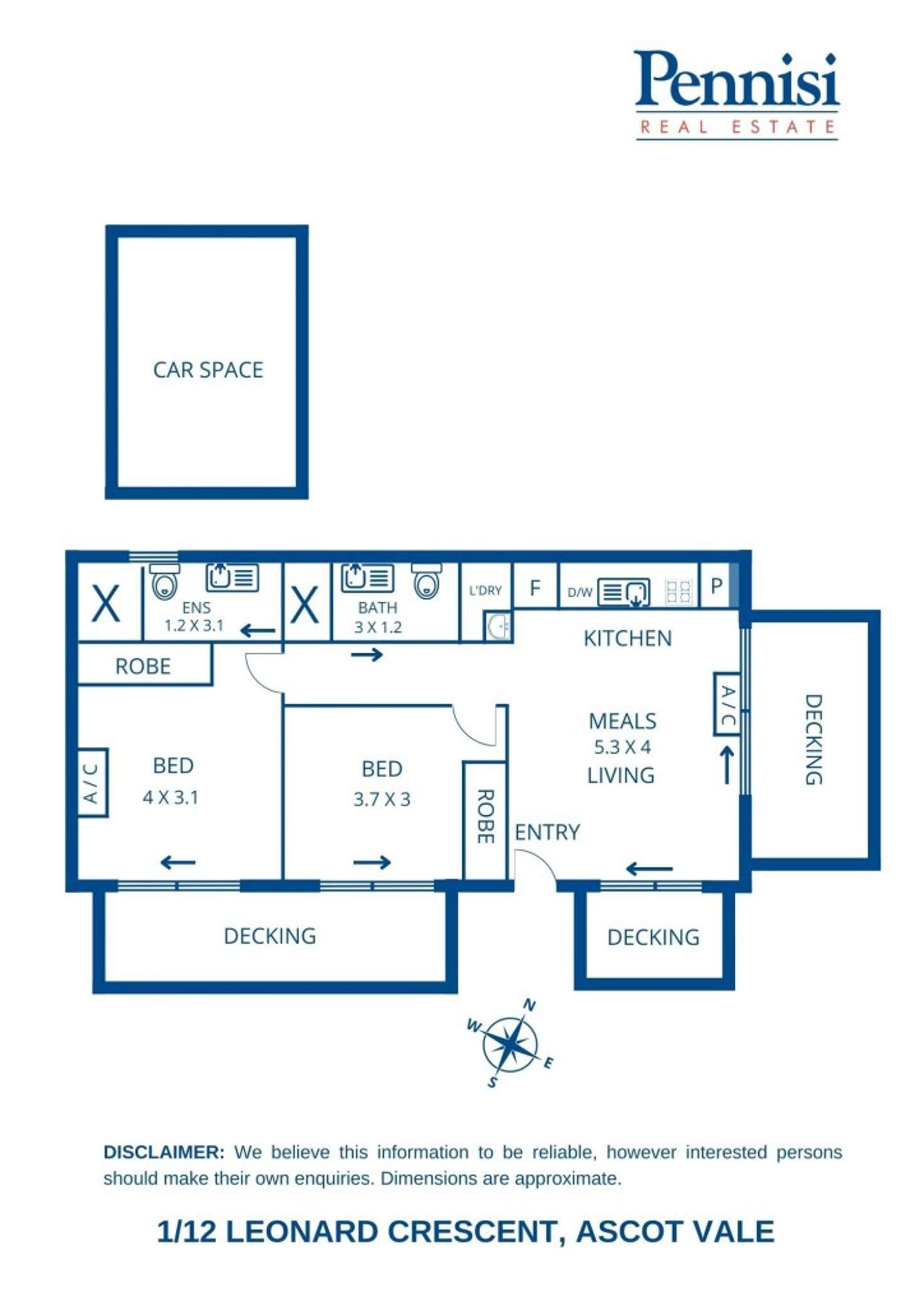 Floorplan of Homely apartment listing, 1/12 Leonard Crescent, Ascot Vale VIC 3032