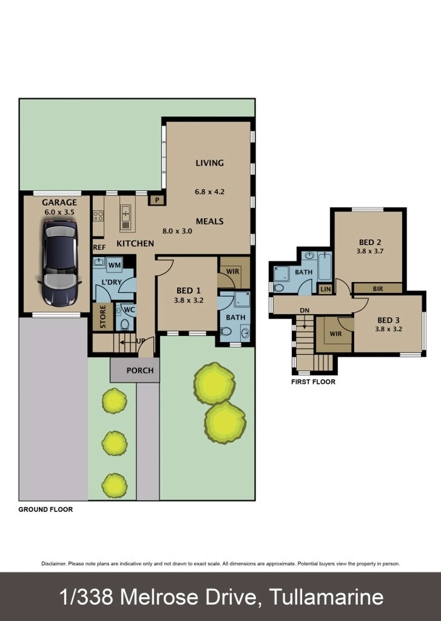 Floorplan of Homely townhouse listing, 1/338 Melrose Drive, Tullamarine VIC 3043