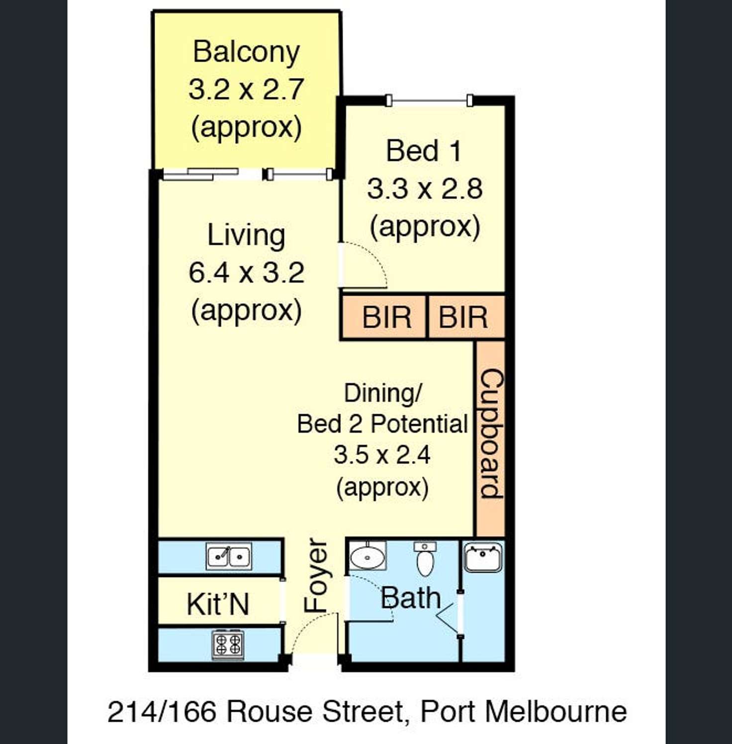 Floorplan of Homely apartment listing, 214/166 ROUSE STREET, Port Melbourne VIC 3207