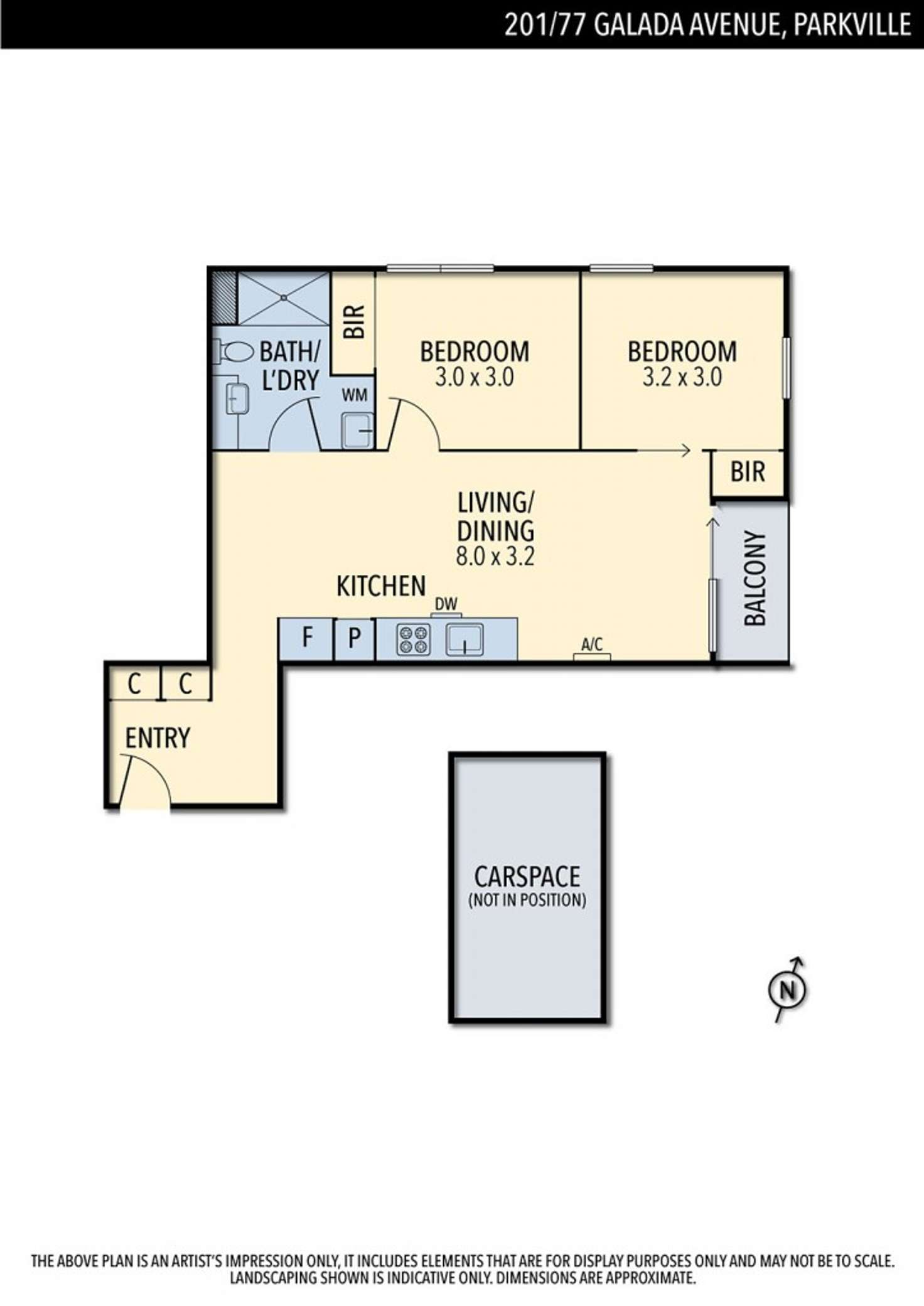 Floorplan of Homely apartment listing, 201/77 Galada Avenue, Parkville VIC 3052