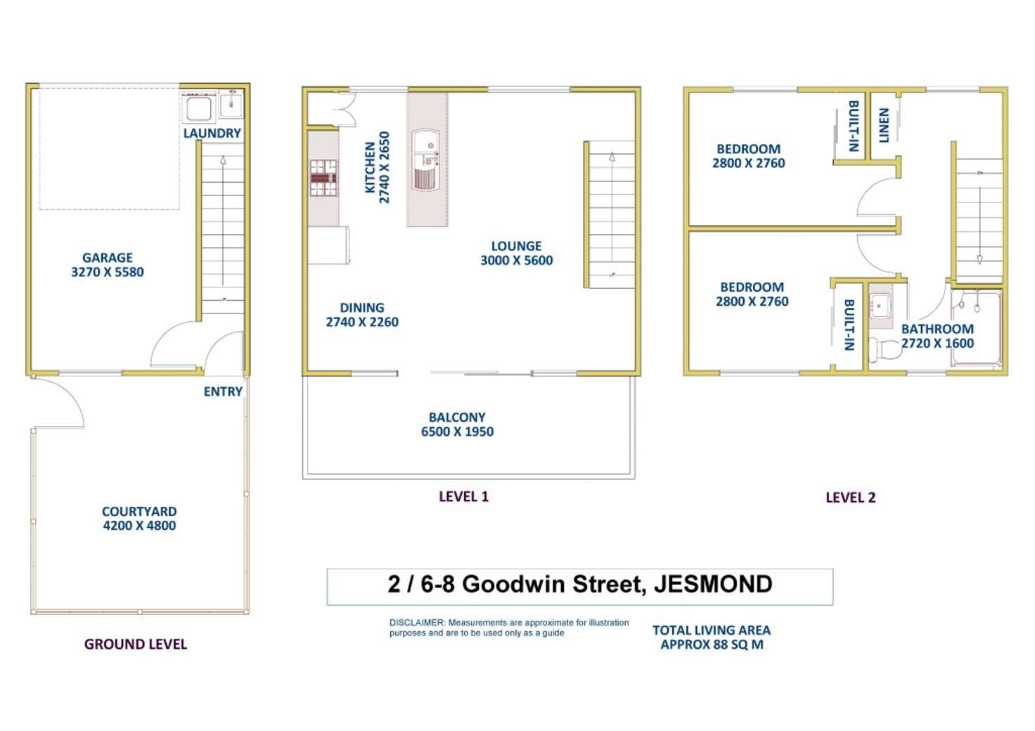Floorplan of Homely townhouse listing, 2/6-8 Goodwin Street, Jesmond NSW 2299