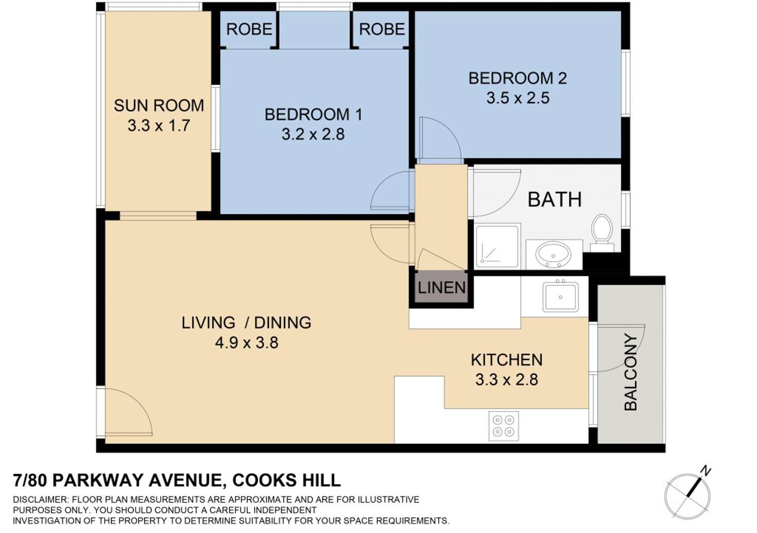 Floorplan of Homely unit listing, 7/80 Parkway Avenue, Cooks Hill NSW 2300