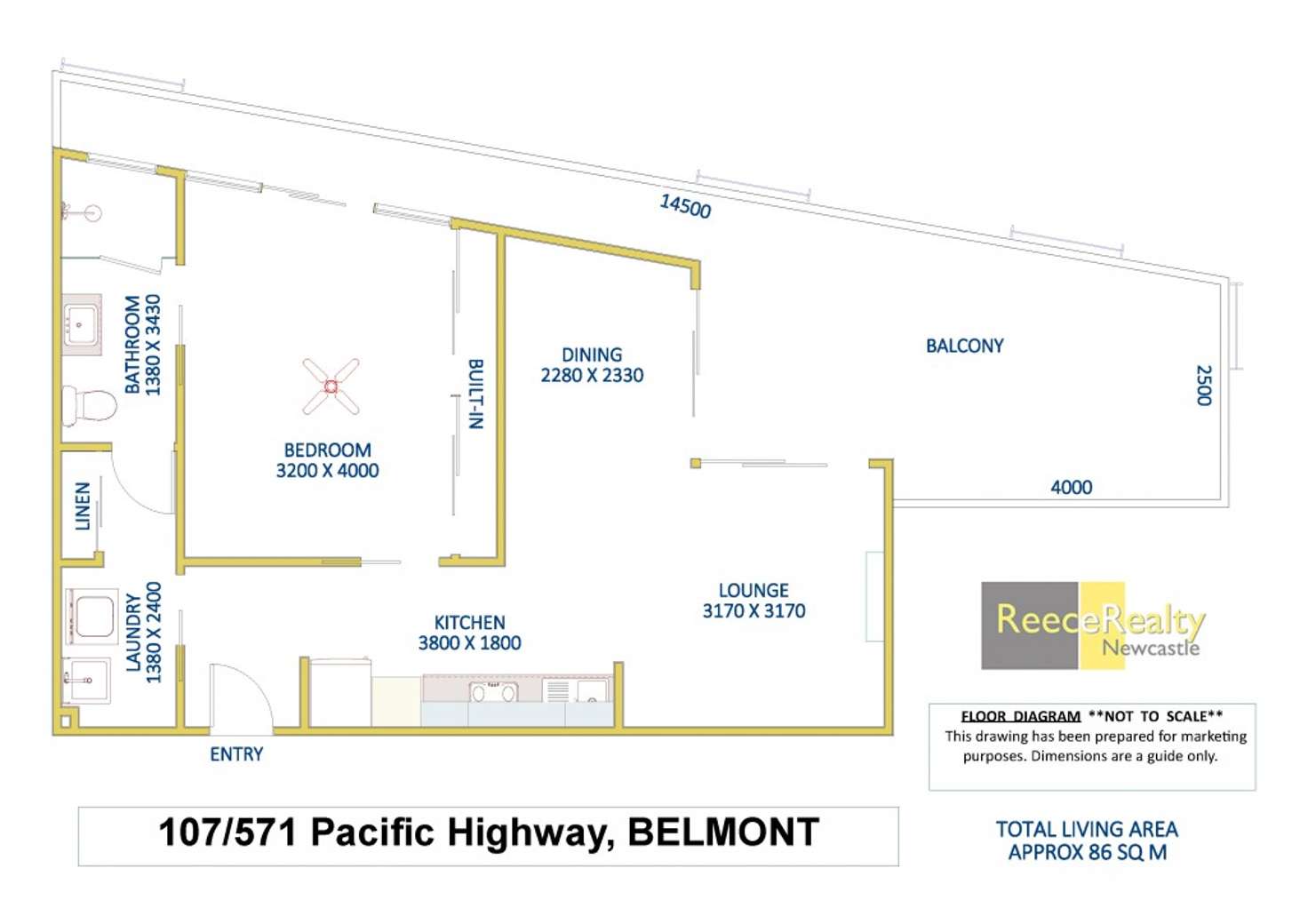 Floorplan of Homely unit listing, Unit 107/571 Pacific Highway, Belmont NSW 2280