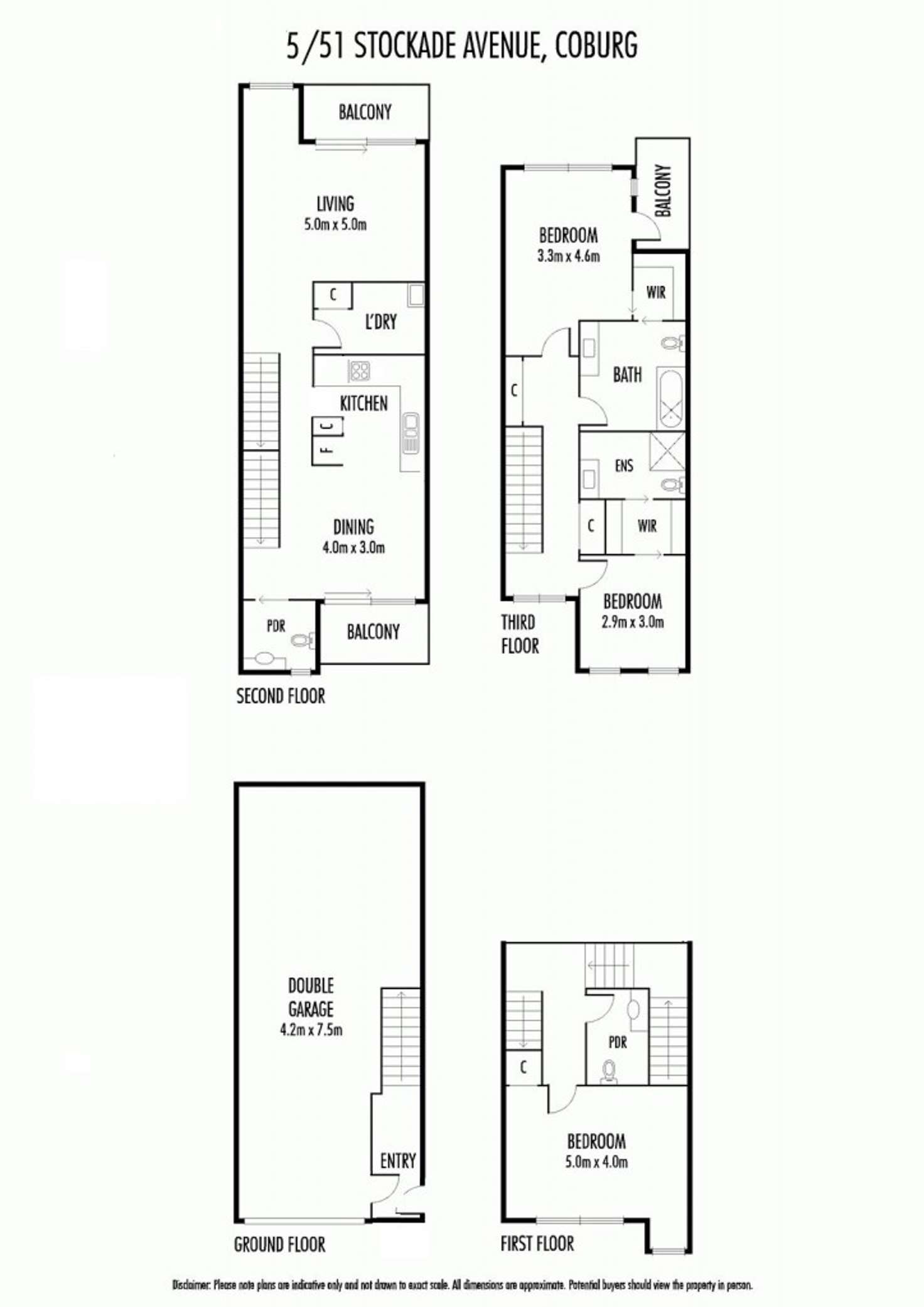 Floorplan of Homely townhouse listing, 5/51 Stockade Avenue, Coburg VIC 3058