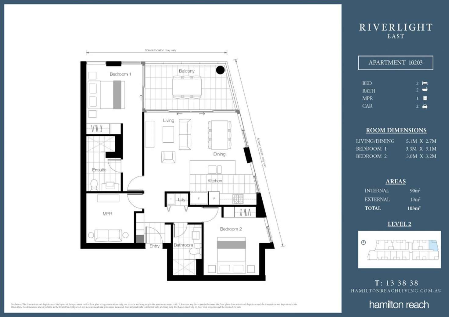 Floorplan of Homely apartment listing, 11003/320 MacArthur Ave, Hamilton QLD 4007