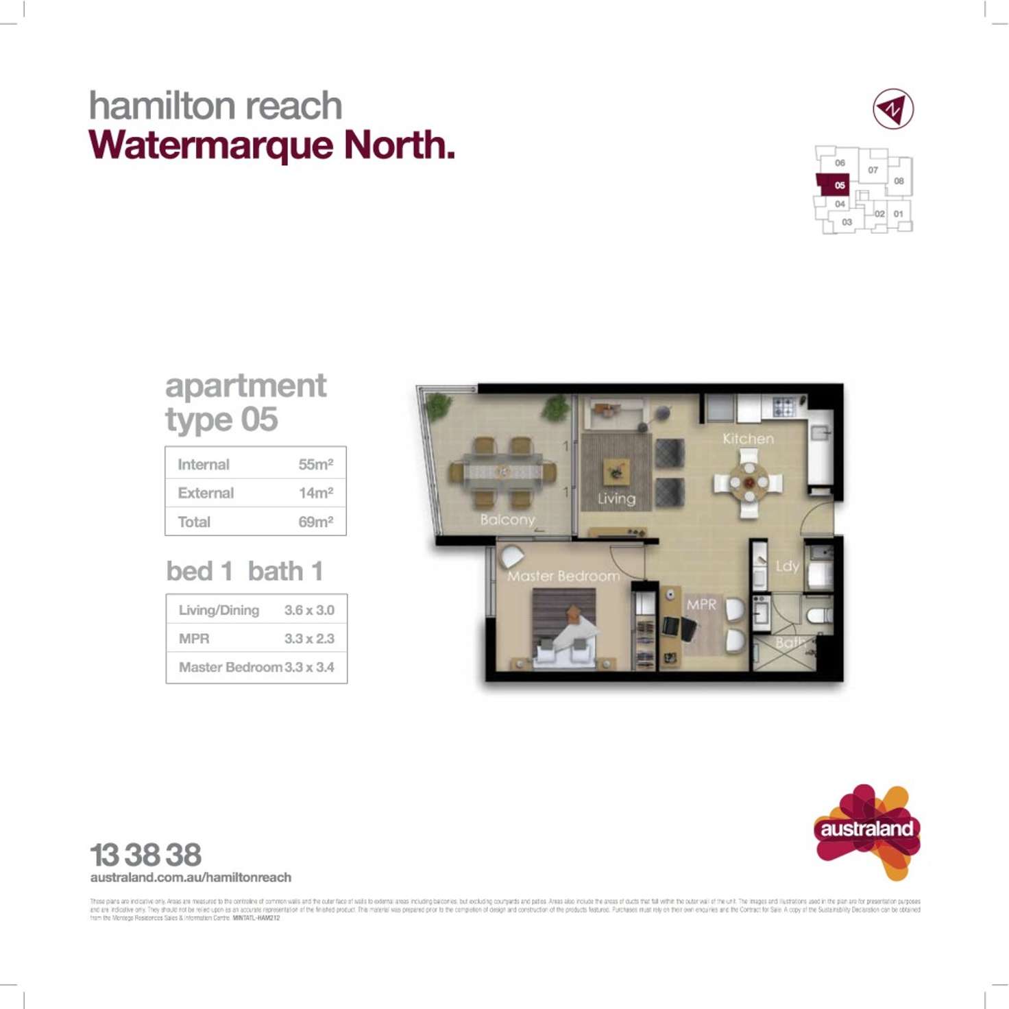 Floorplan of Homely apartment listing, 2205/118 Parkside Circuit, Hamilton QLD 4007
