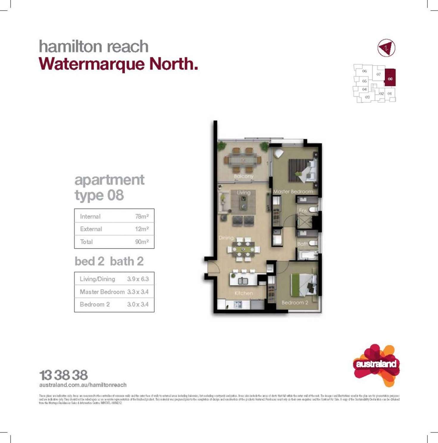 Floorplan of Homely apartment listing, 2308/118 Parkside Circuit, Hamilton QLD 4007