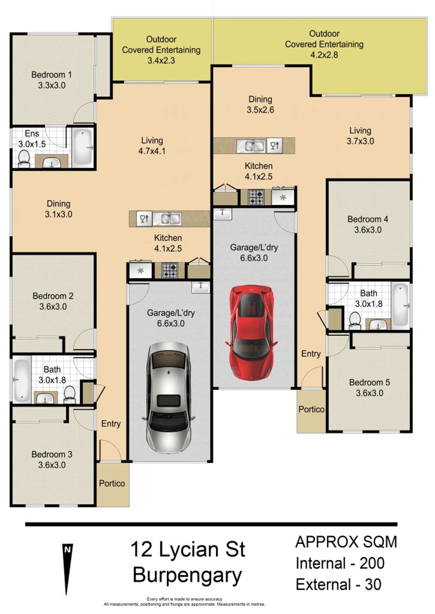Floorplan of Homely semiDetached listing, 1 & 2/12 Lycian Street, Burpengary QLD 4505