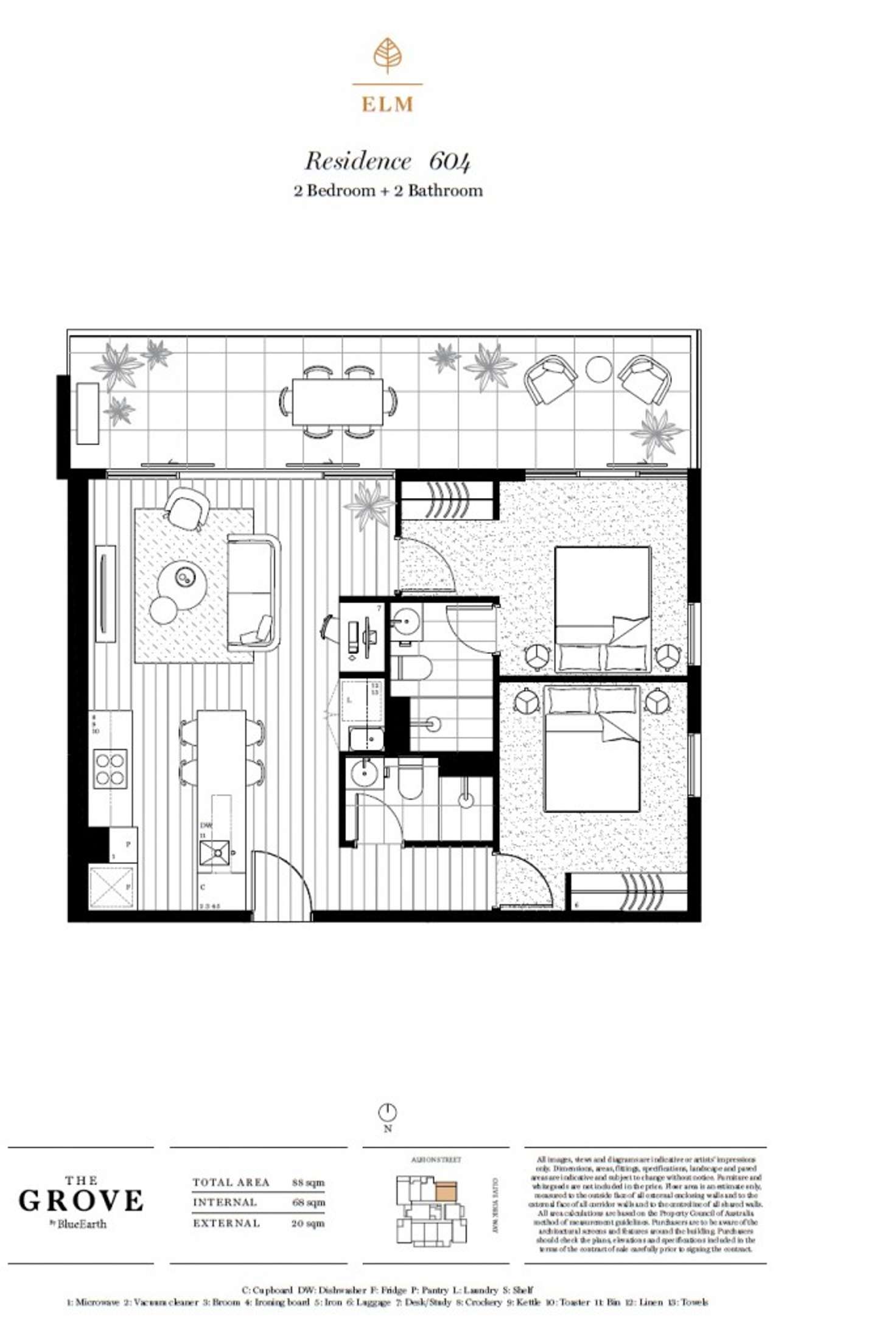 Floorplan of Homely apartment listing, 604/1 Olive York Way, Brunswick West VIC 3055