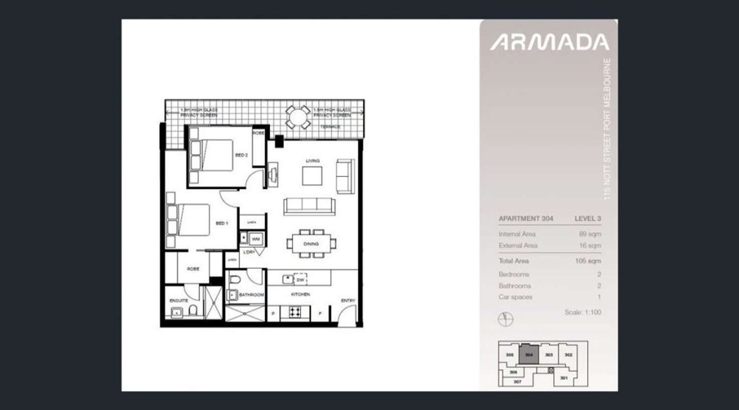 Floorplan of Homely apartment listing, 304/115 Nott Street, Port Melbourne VIC 3207