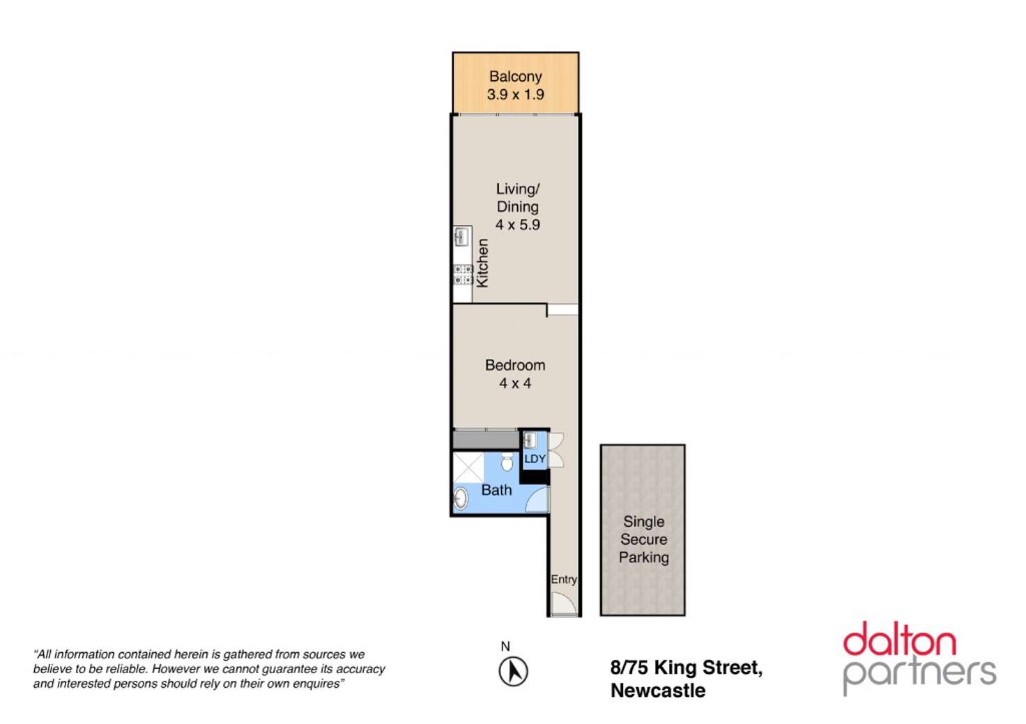 Floorplan of Homely apartment listing, 8/75 King Street, Newcastle NSW 2300