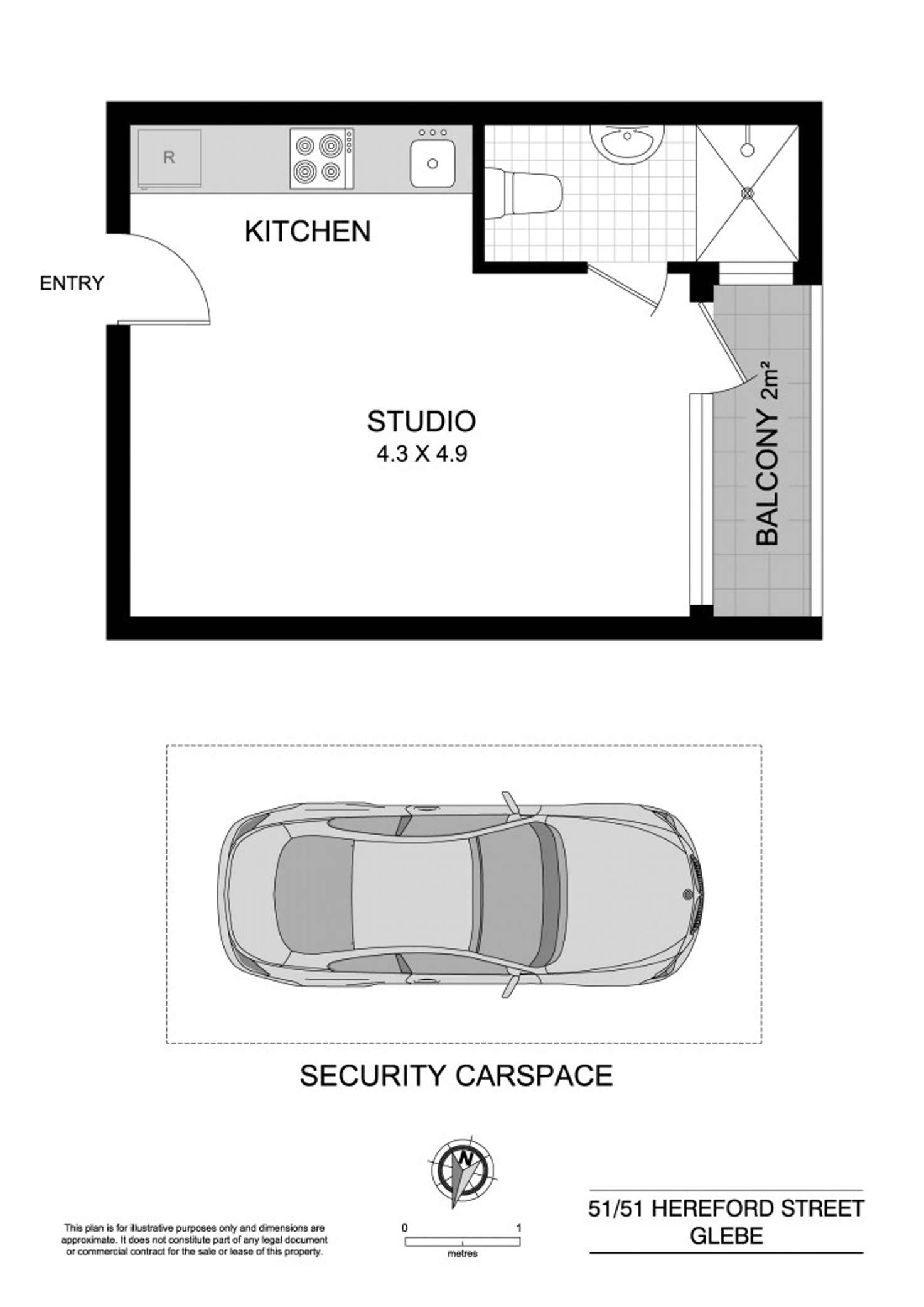Floorplan of Homely studio listing, 51/51 Hereford Street, Glebe NSW 2037