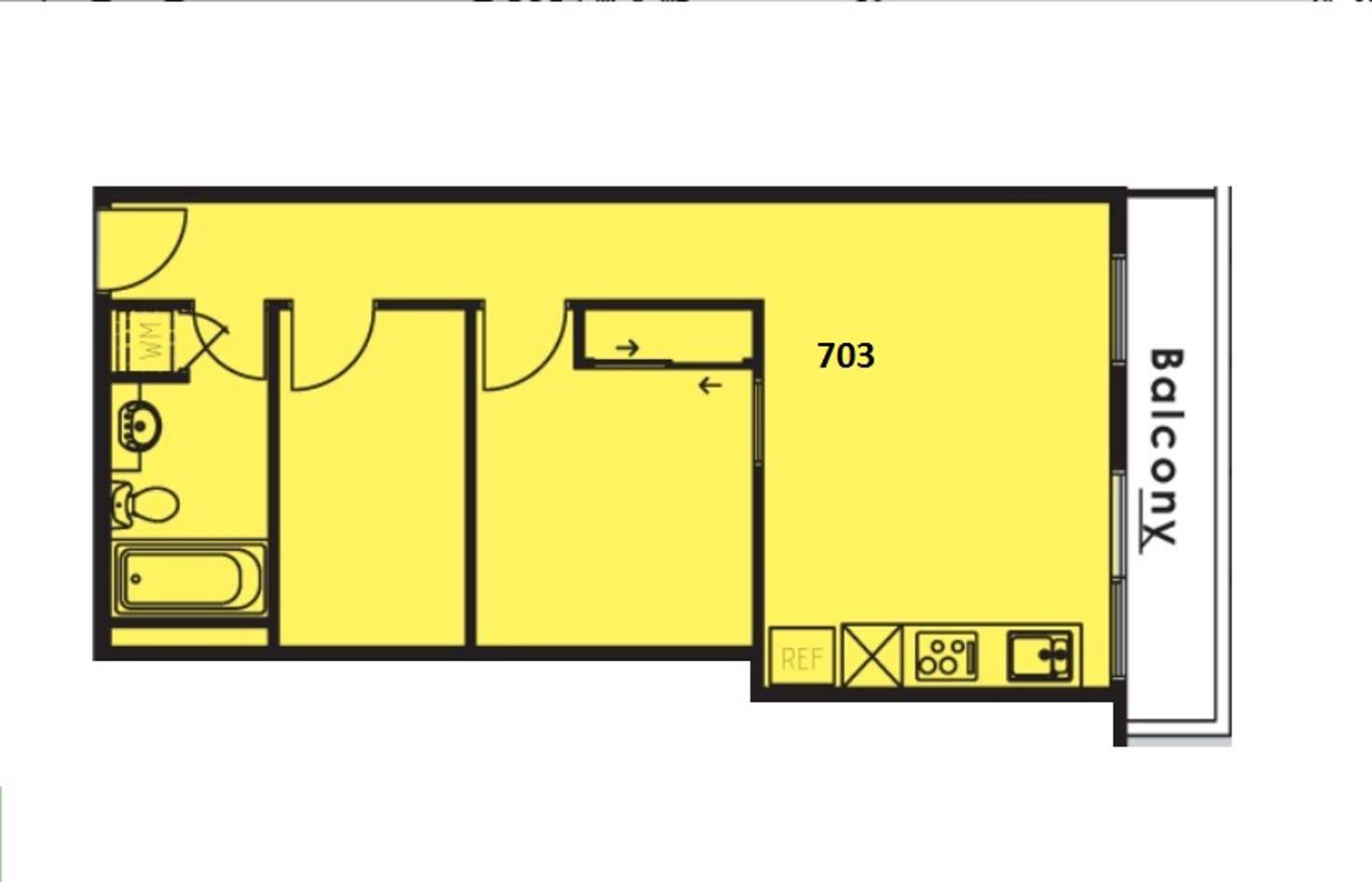 Floorplan of Homely apartment listing, 703/455 Elizabeth Street, Melbourne VIC 3000
