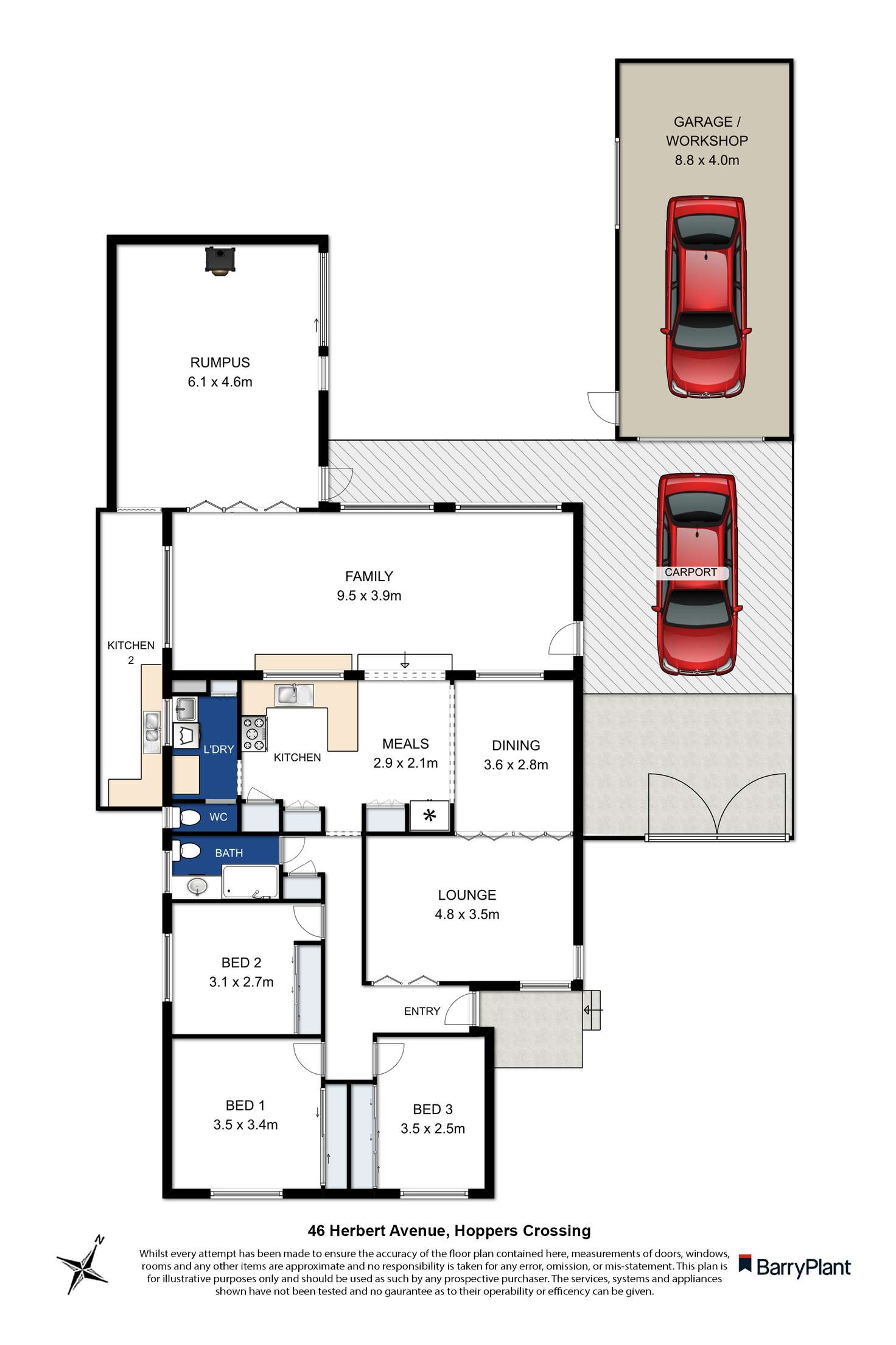 Floorplan of Homely house listing, 46 Herbert Avenue, Hoppers Crossing VIC 3029