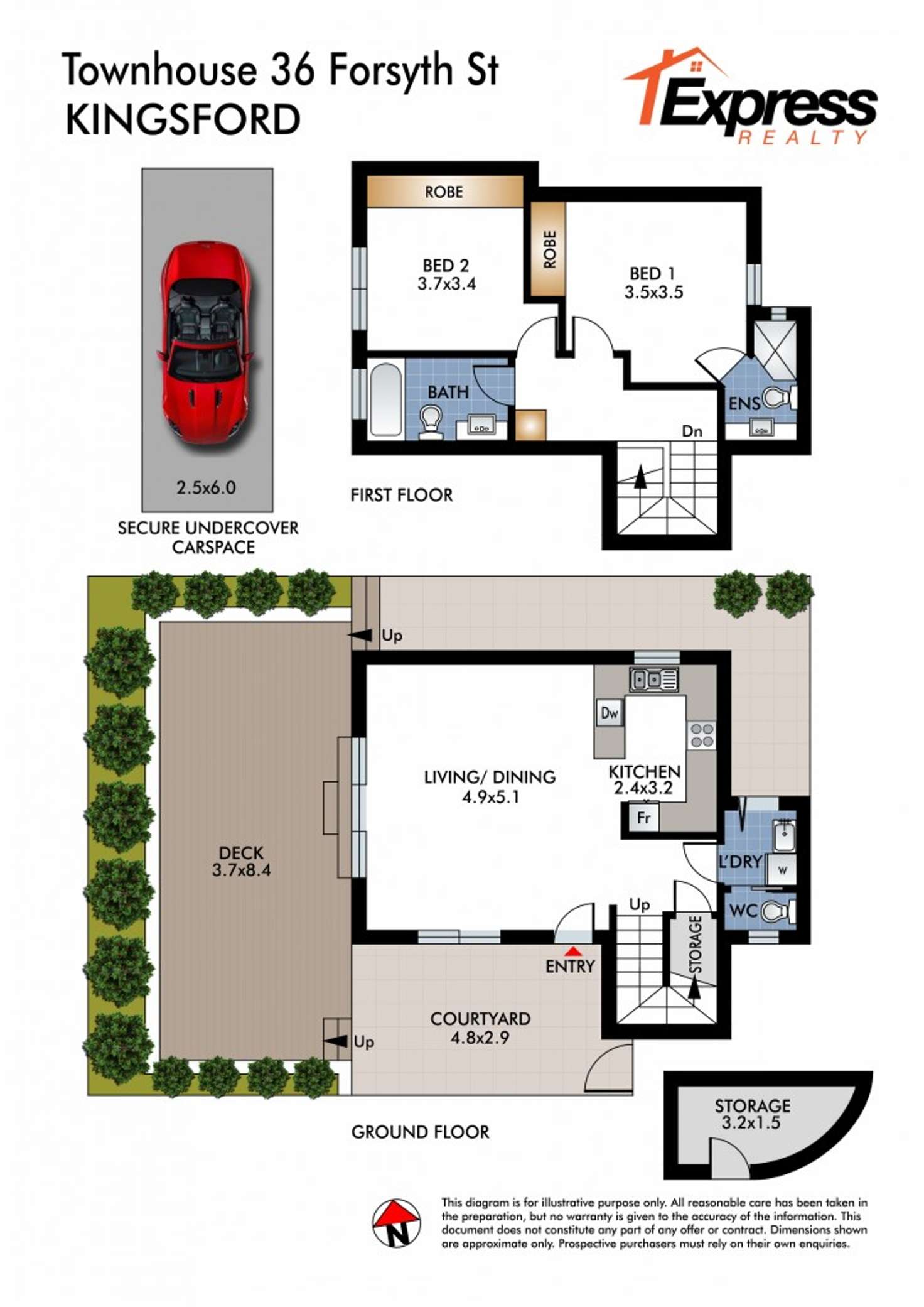 Floorplan of Homely townhouse listing, Townhouse/36 Forsyth Street, Kingsford NSW 2032