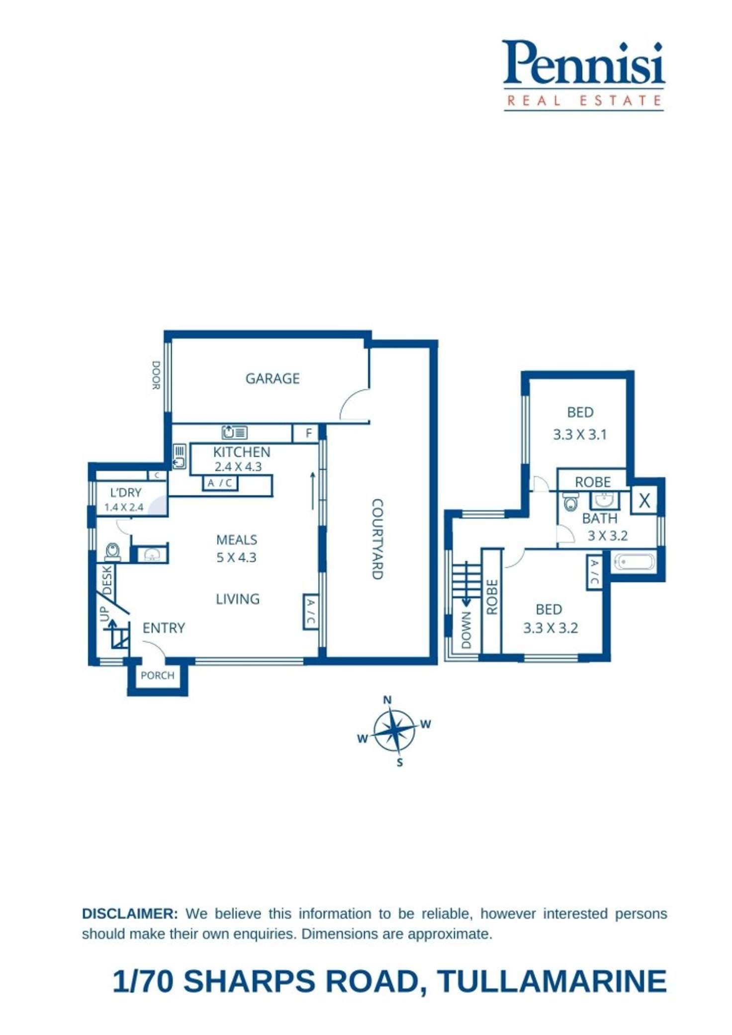 Floorplan of Homely townhouse listing, 1/70 Sharps Road, Tullamarine VIC 3043