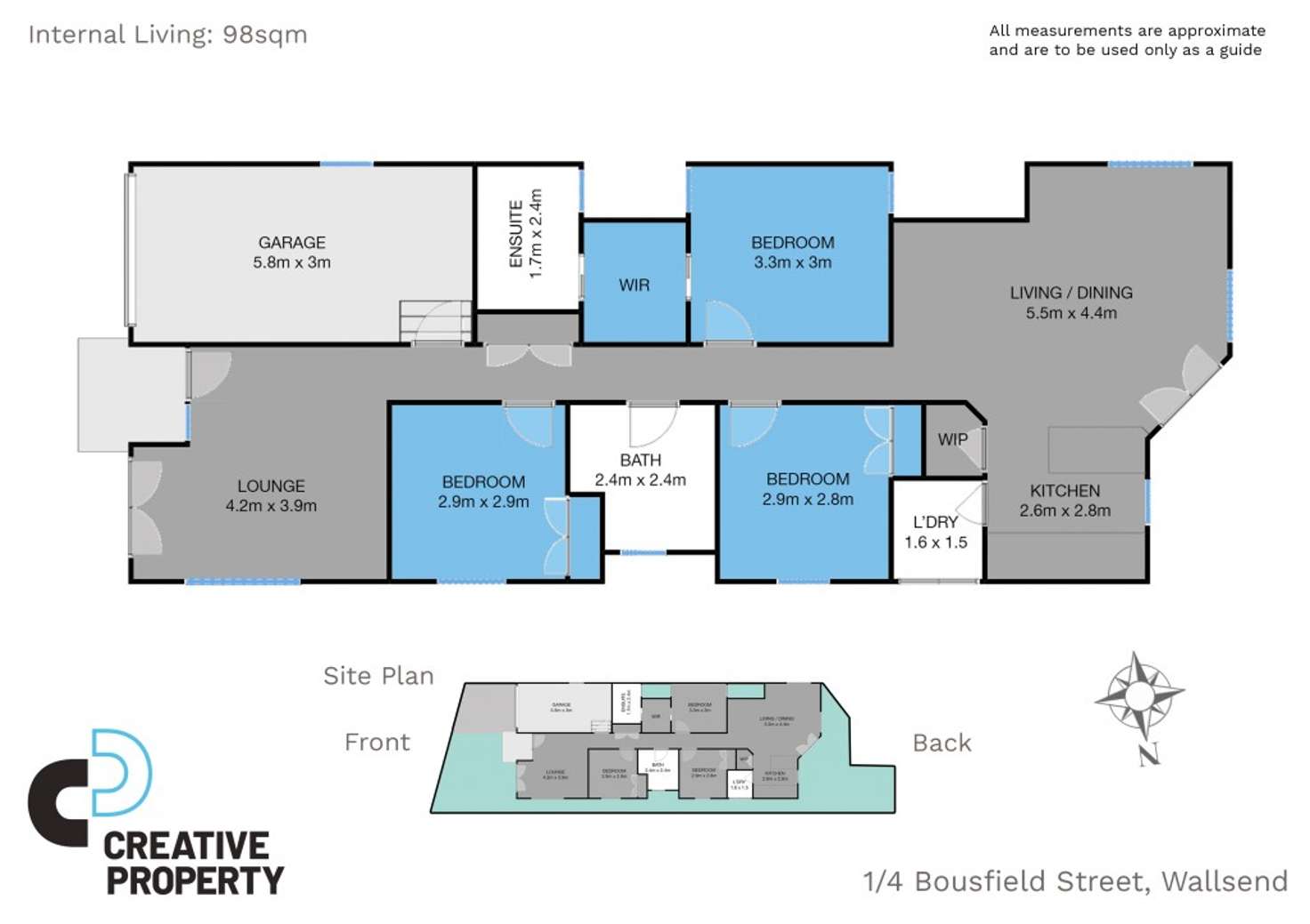 Floorplan of Homely villa listing, 1/4 Bousfield Street, Wallsend NSW 2287