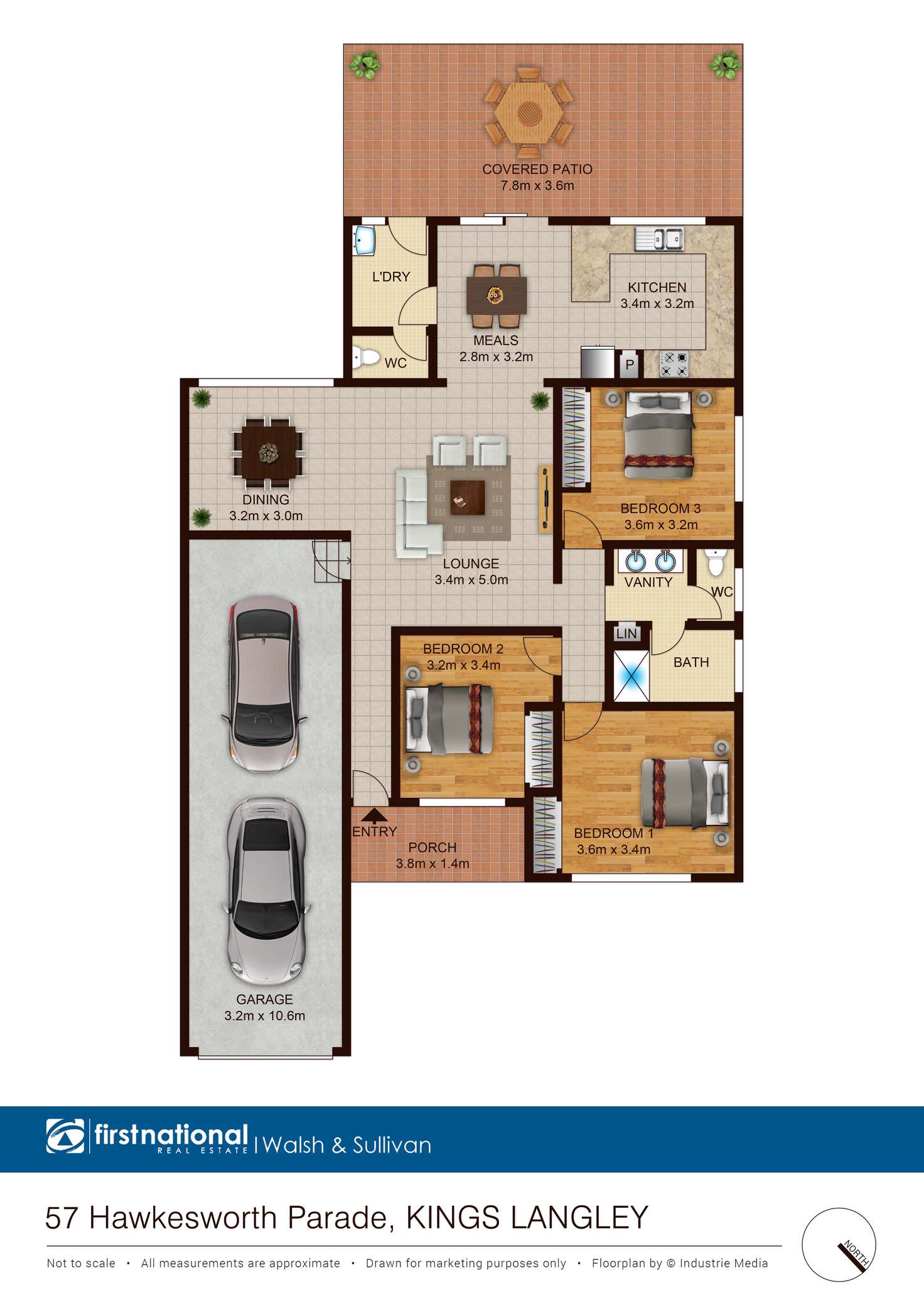 Floorplan of Homely semiDetached listing, 57 Hawkesworth Parade, Kings Langley NSW 2147