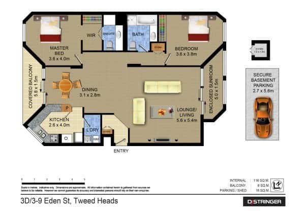 Floorplan of Homely unit listing, 3D/3-9 Eden Street - Yacht Harbour Towers, Tweed Heads NSW 2485