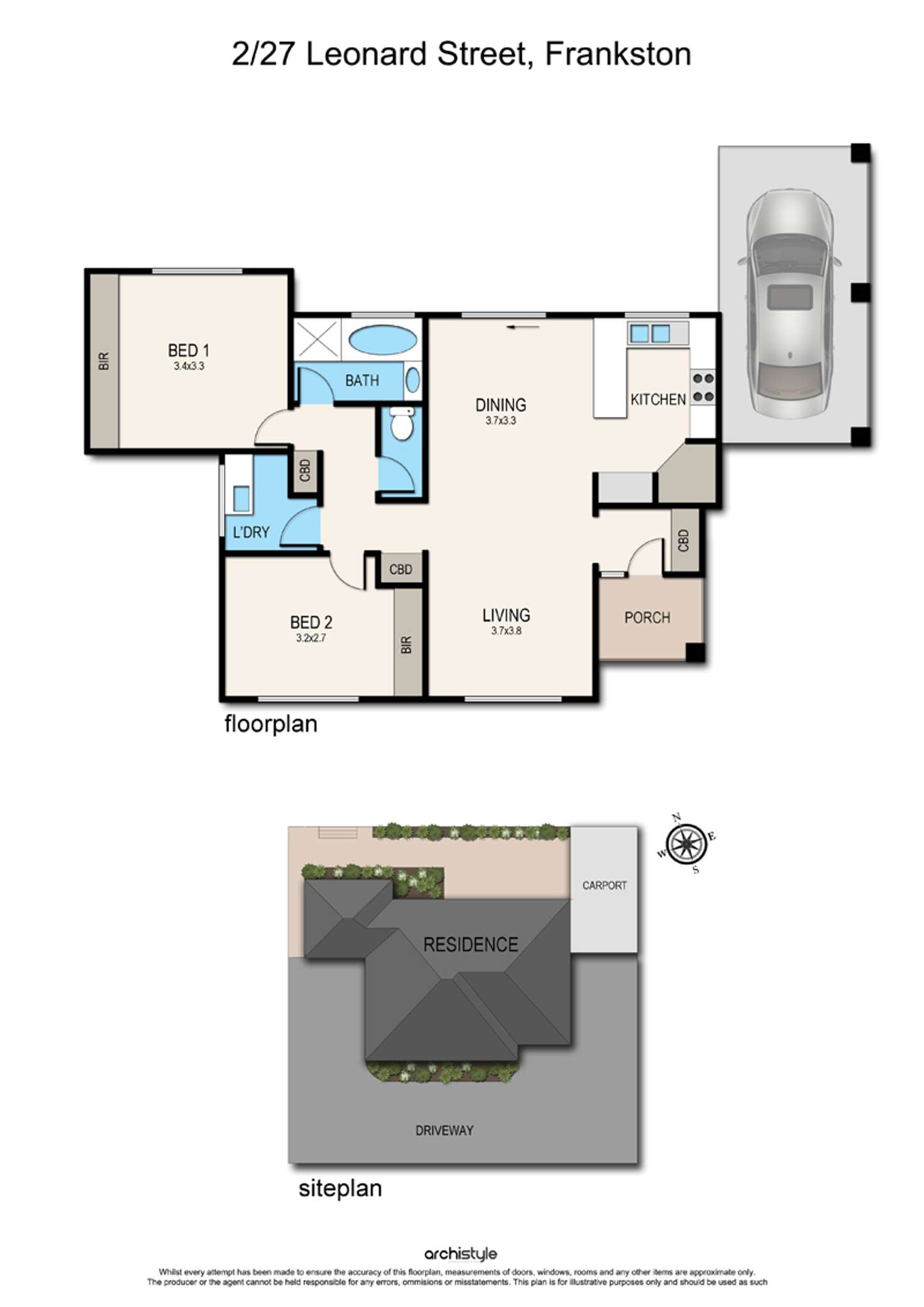Floorplan of Homely unit listing, 2/27 Leonard Street, Frankston VIC 3199