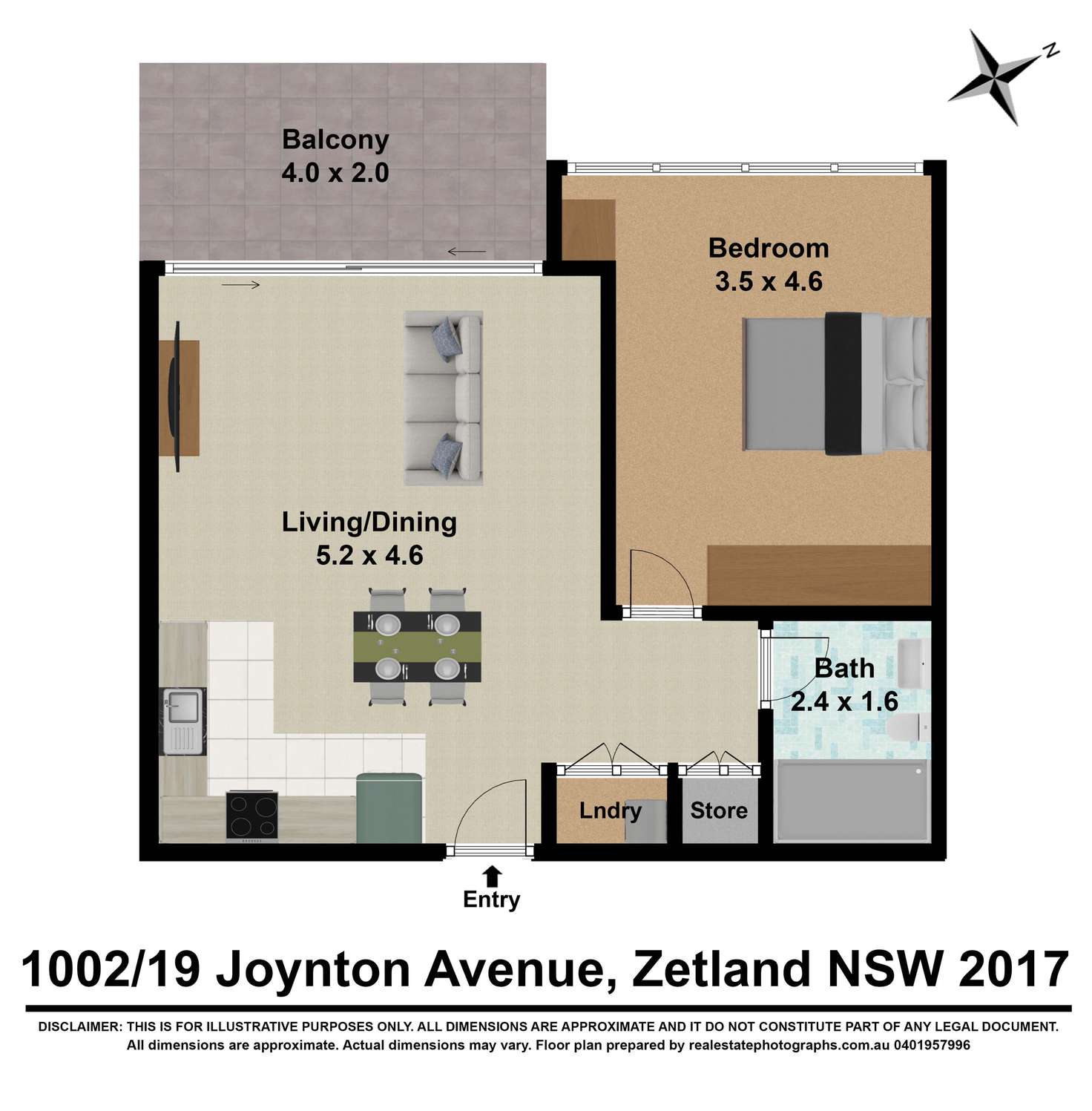 Floorplan of Homely unit listing, 1002/19 Joynton Avenue, Zetland NSW 2017