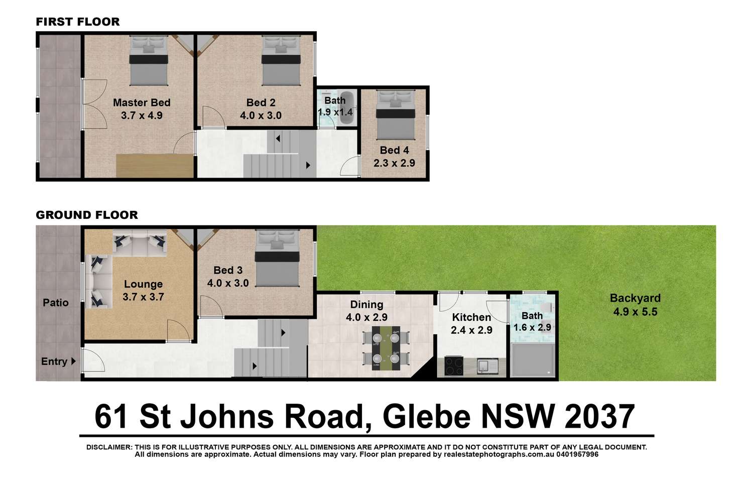 Floorplan of Homely terrace listing, 61 St Johns Road, Glebe NSW 2037