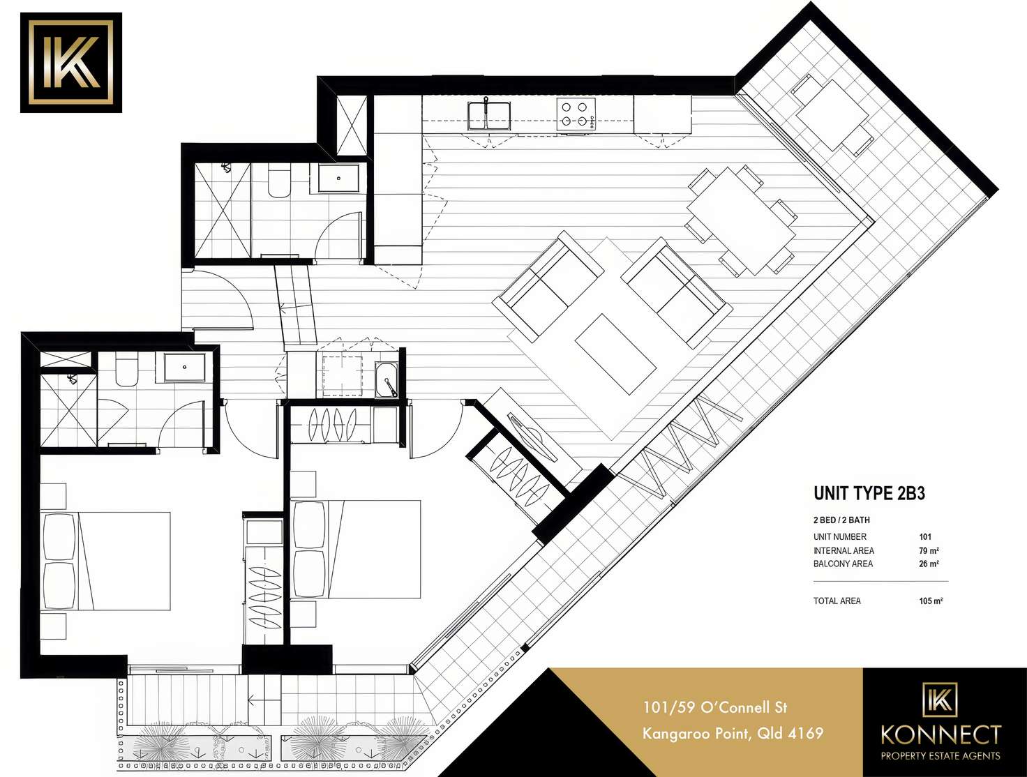 Floorplan of Homely apartment listing, 101/59 O’Connell St, Kangaroo Point QLD 4169