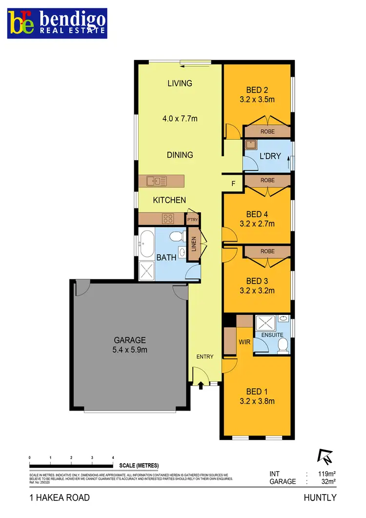 Floorplan of Homely house listing, 1 Hakea Rd, Huntly VIC 3551