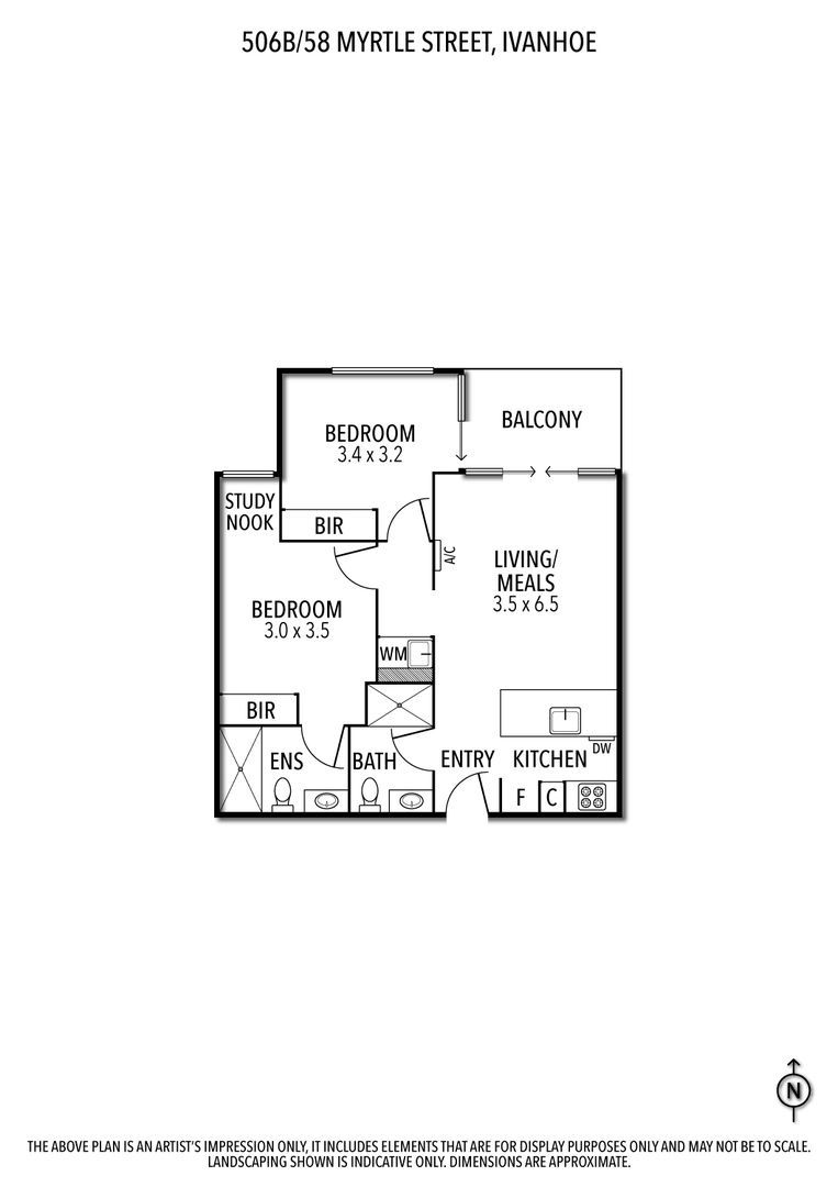 Floorplan of Homely unit listing, 506B/58 Myrtle St, Ivanhoe VIC 3079