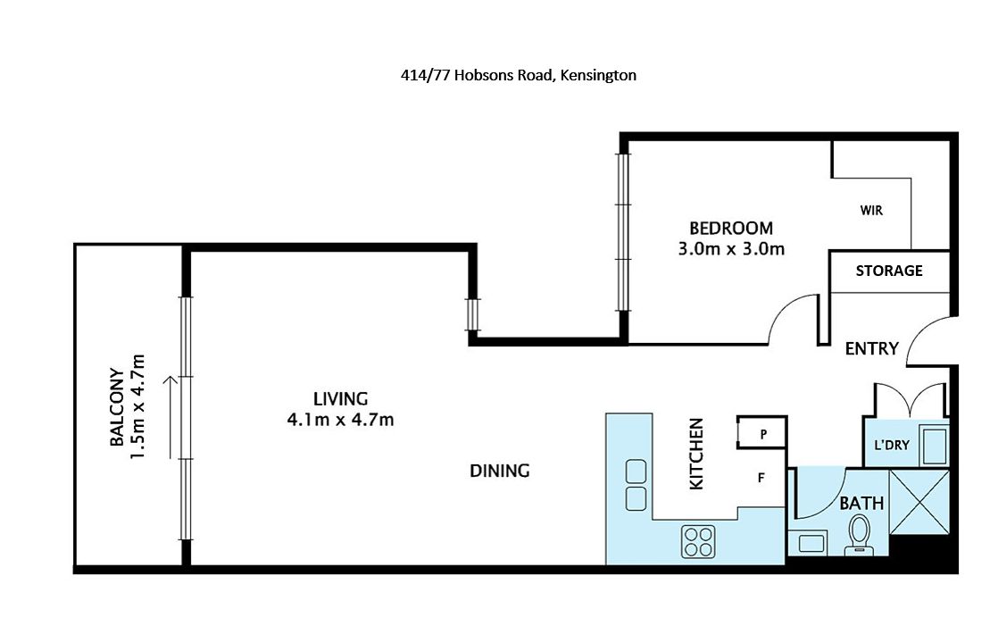 Floorplan of Homely apartment listing, 414/77 Hobsons Road, Kensington VIC 3031