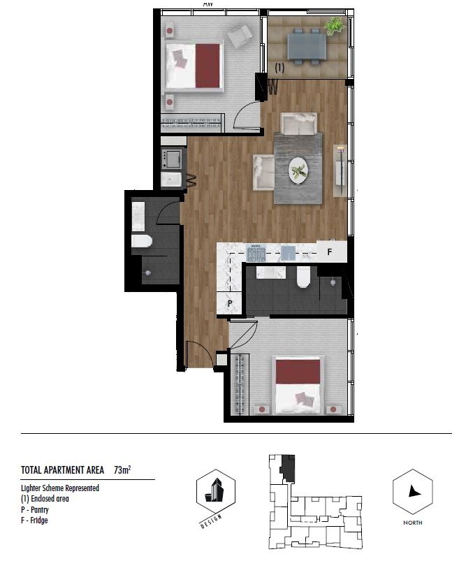 Floorplan of Homely unit listing, UNIT 914/275 WICKHAM STREET, Fortitude Valley QLD 4006