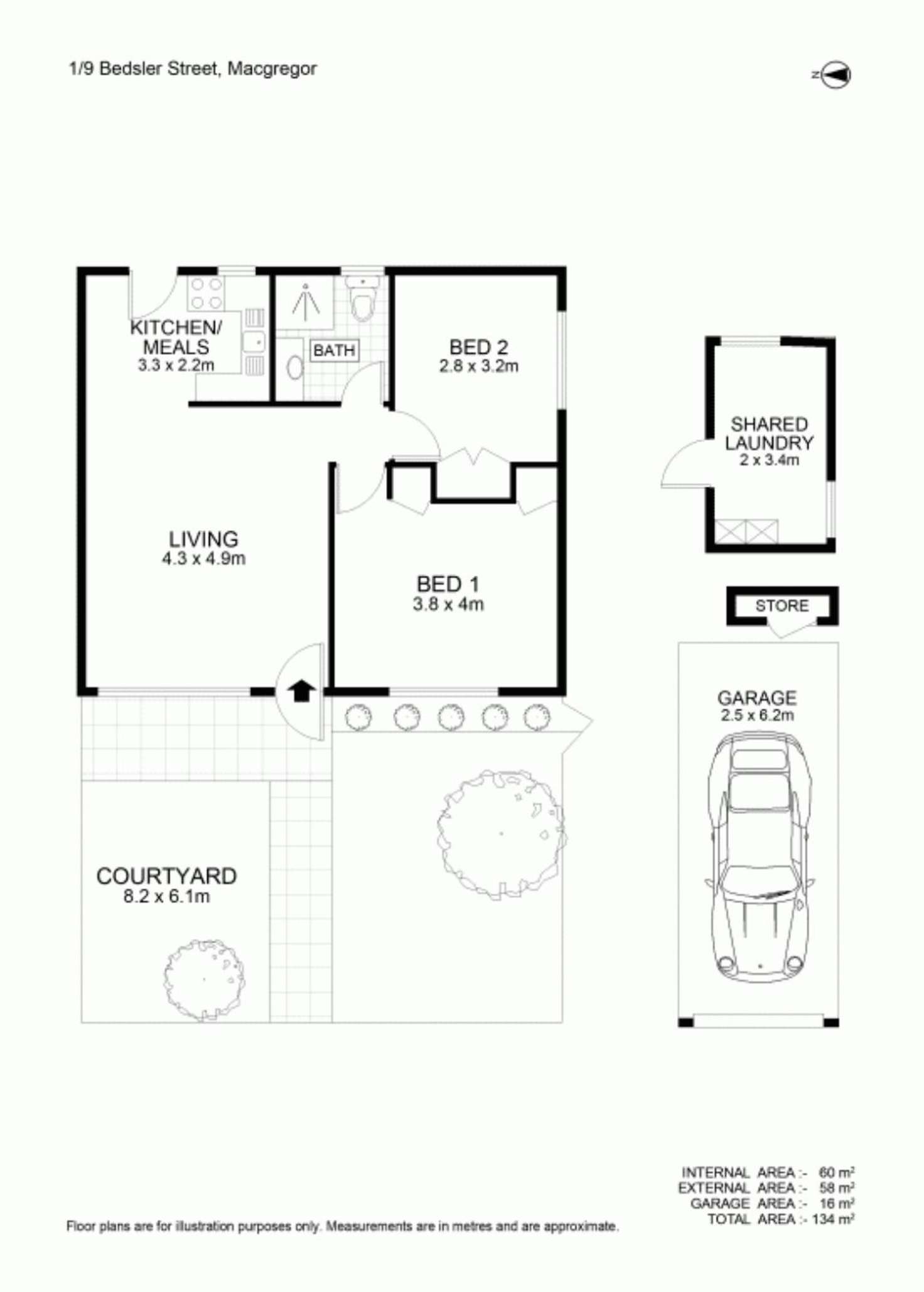 Floorplan of Homely unit listing, UNIT 1/9 BEDSER STREET, Macgregor QLD 4109