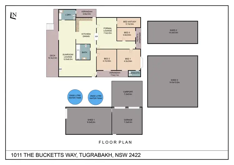 Floorplan of Homely rural property listing, 1011 THE BUCKETTS WAY, Tugrabakh NSW 2422