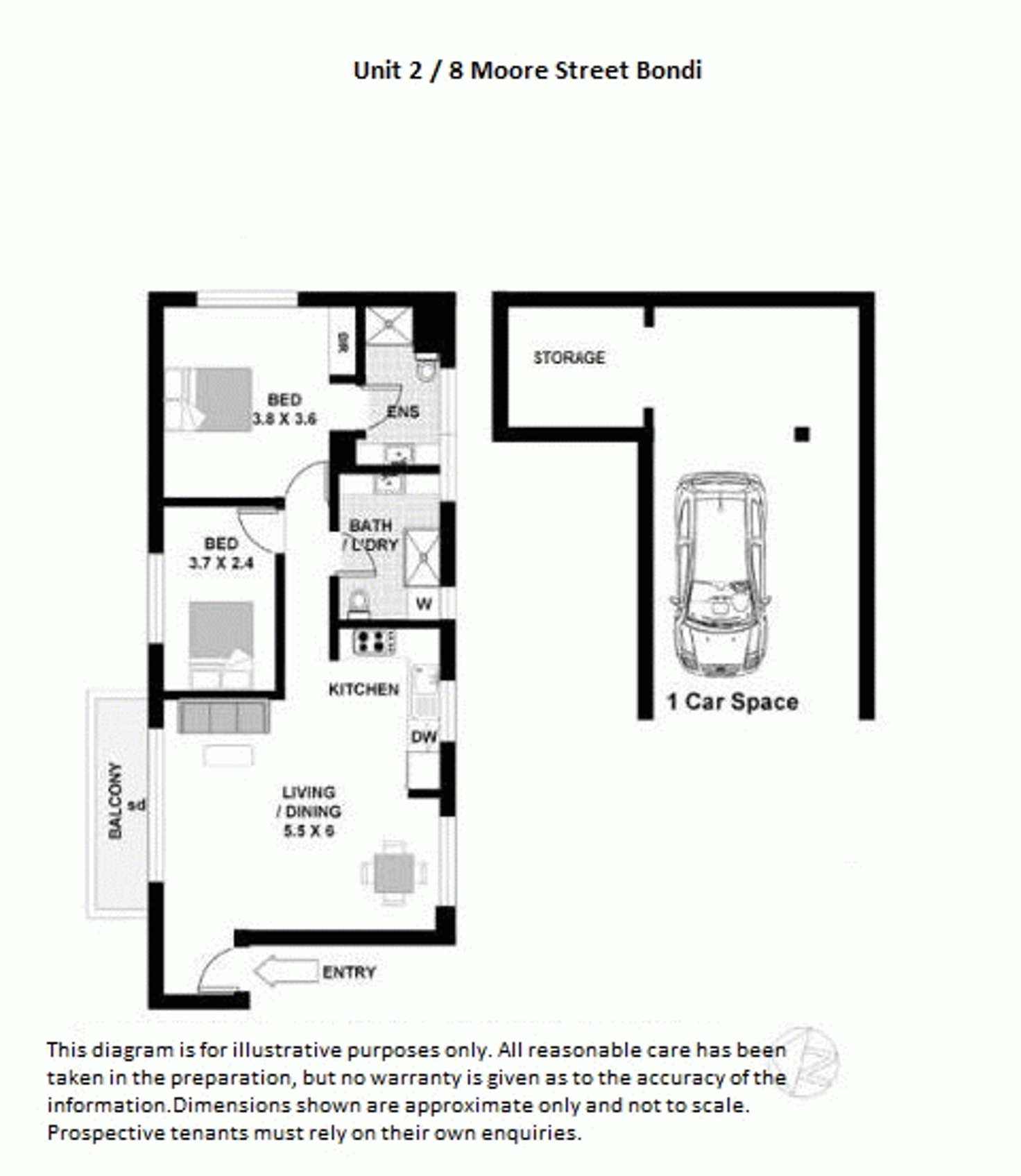 Floorplan of Homely apartment listing, 2/8 Moore Street, Bondi NSW 2026